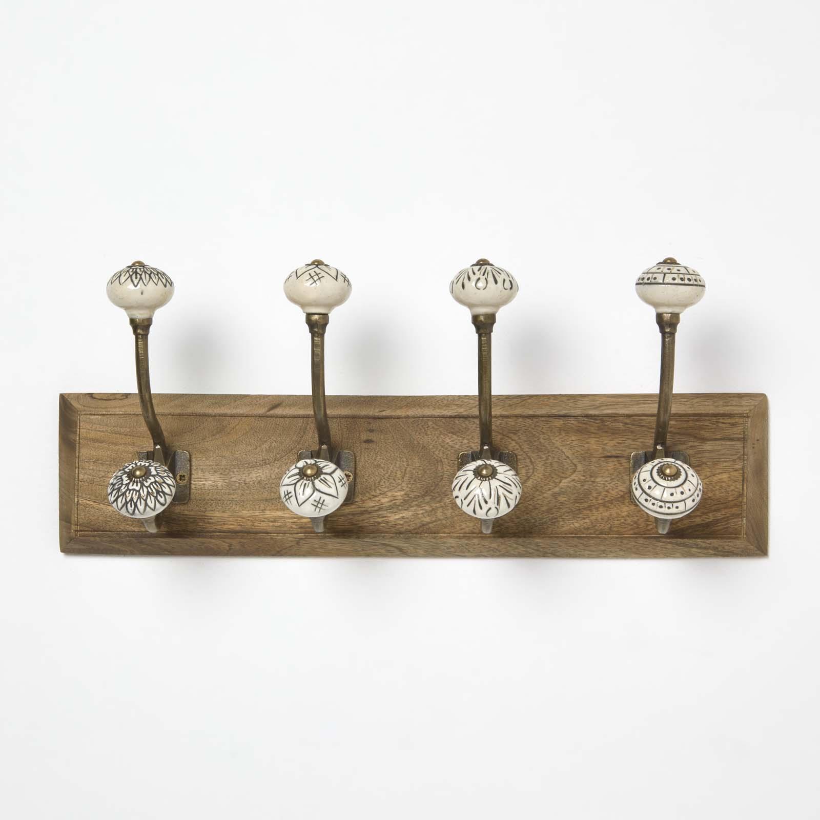 Wall Mounted Vintage style Decorative Coat Rack Hook Hangers with 2 and 4 Hooks - Afbeelding 20 van 29