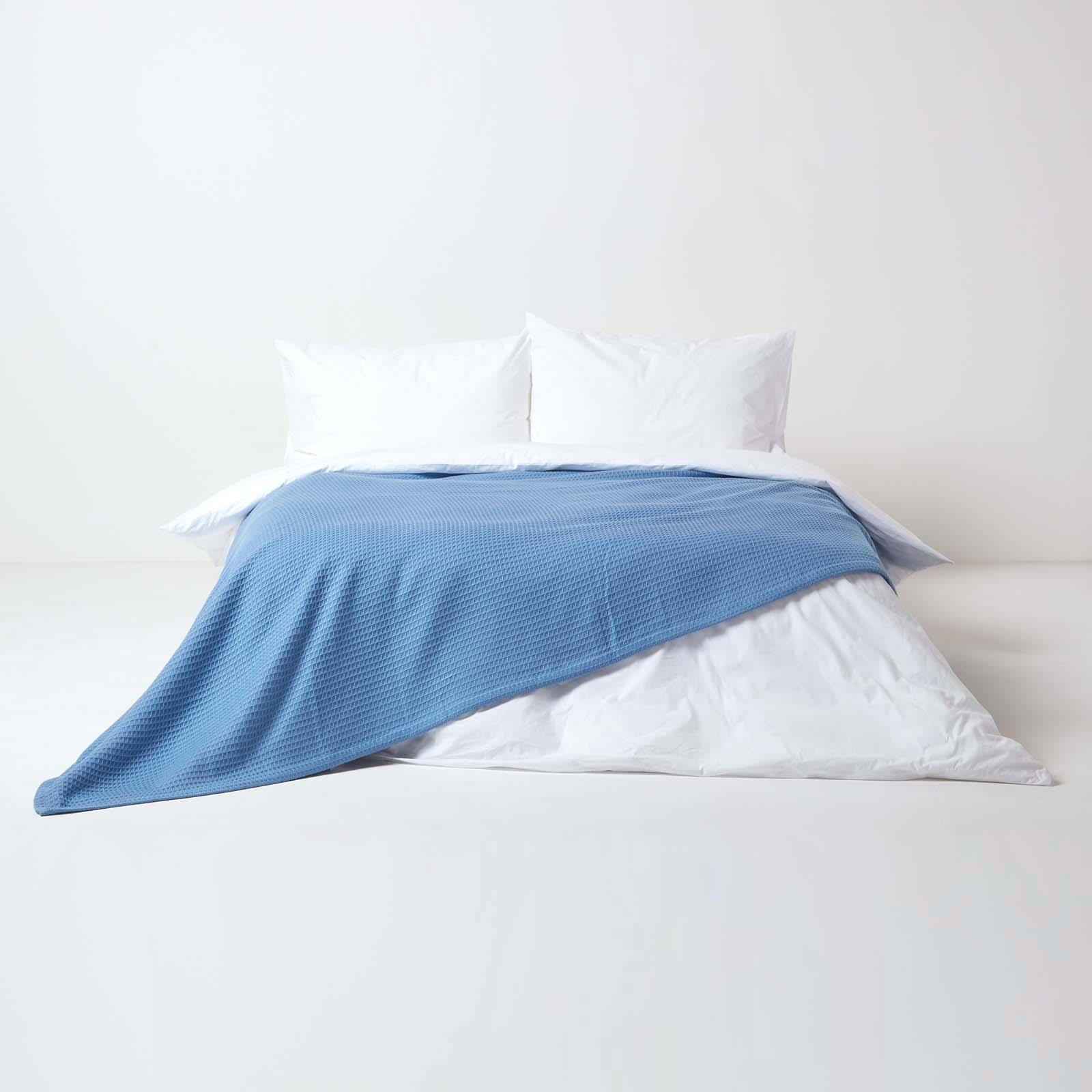 Organic Cotton Waffle Blanket/ Throw Blue, Pink, Green, Natural, White - Picture 4 of 28