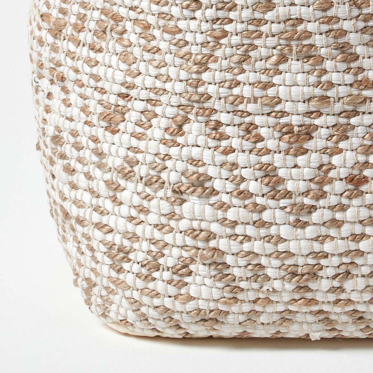 Contemporary Square Cube Bean Filled Pouffe Footstool in Fabric & Denim Leather - Picture 14 of 14