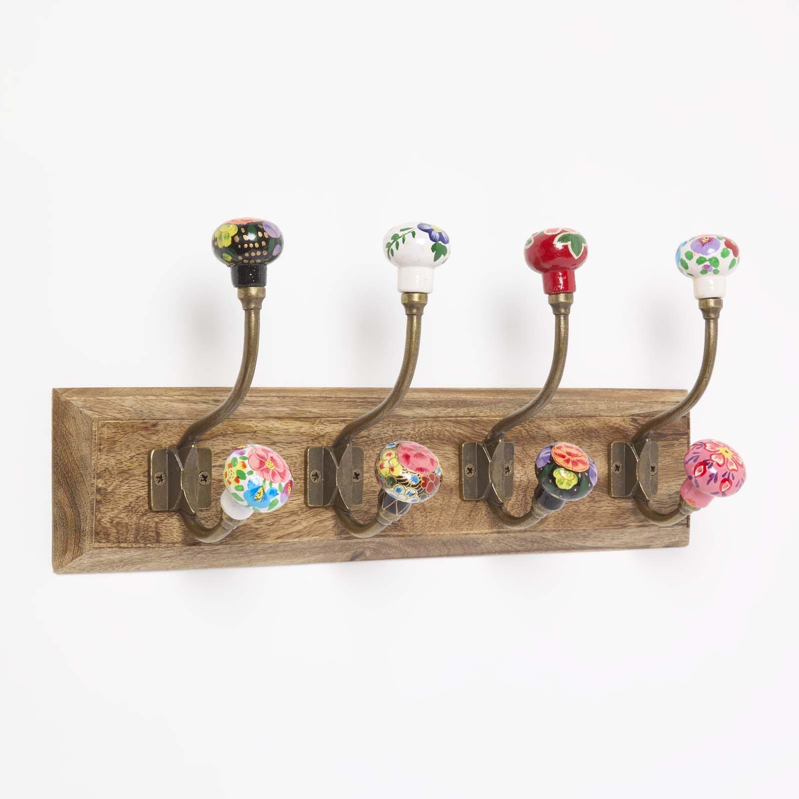 Wall Mounted Vintage style Decorative Coat Rack Hook Hangers with 2 and 4 Hooks - Picture 17 of 32