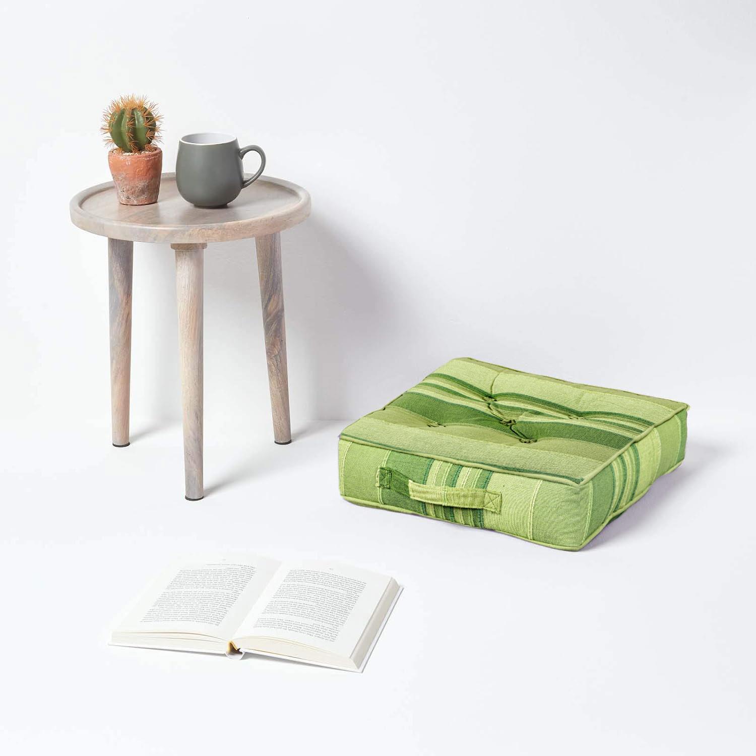 Morocco Striped Floor Cushion Outdoor Garden Dining Booster Seat Pads Square - Picture 15 of 49