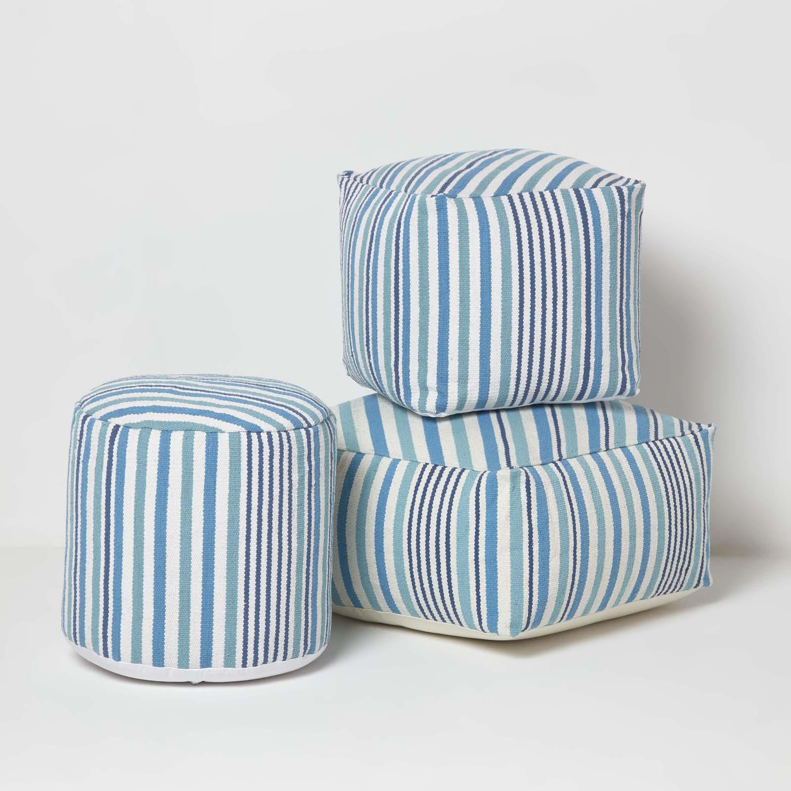 Striped Square Bean Bag Footstools Foot Rest Stool Pouffe Ottoman - Picture 16 of 26