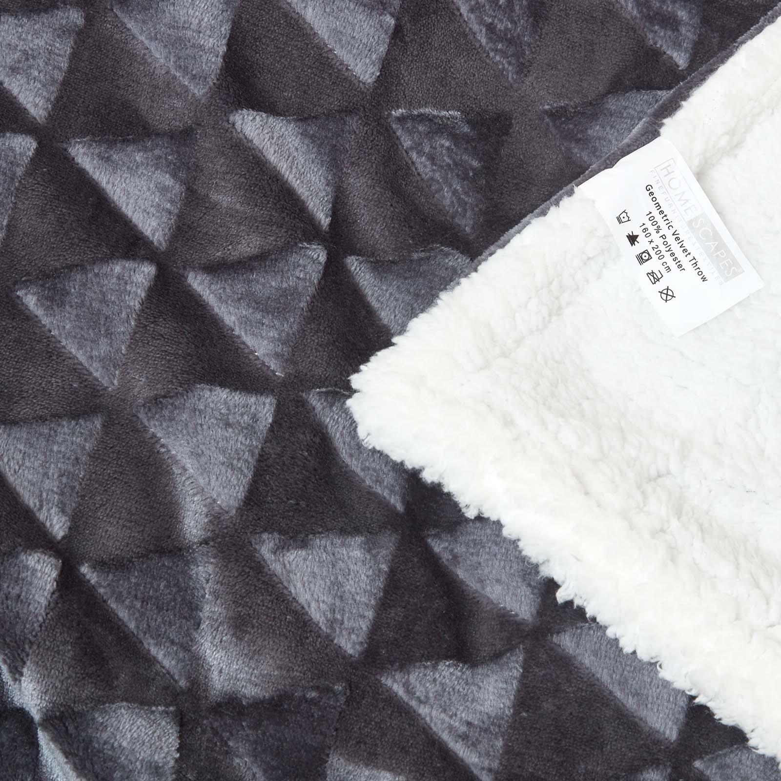 Velvet Throw Over Sofa Bedspread Geometric Triangle Soft Bed Protector Cover - Picture 14 of 74