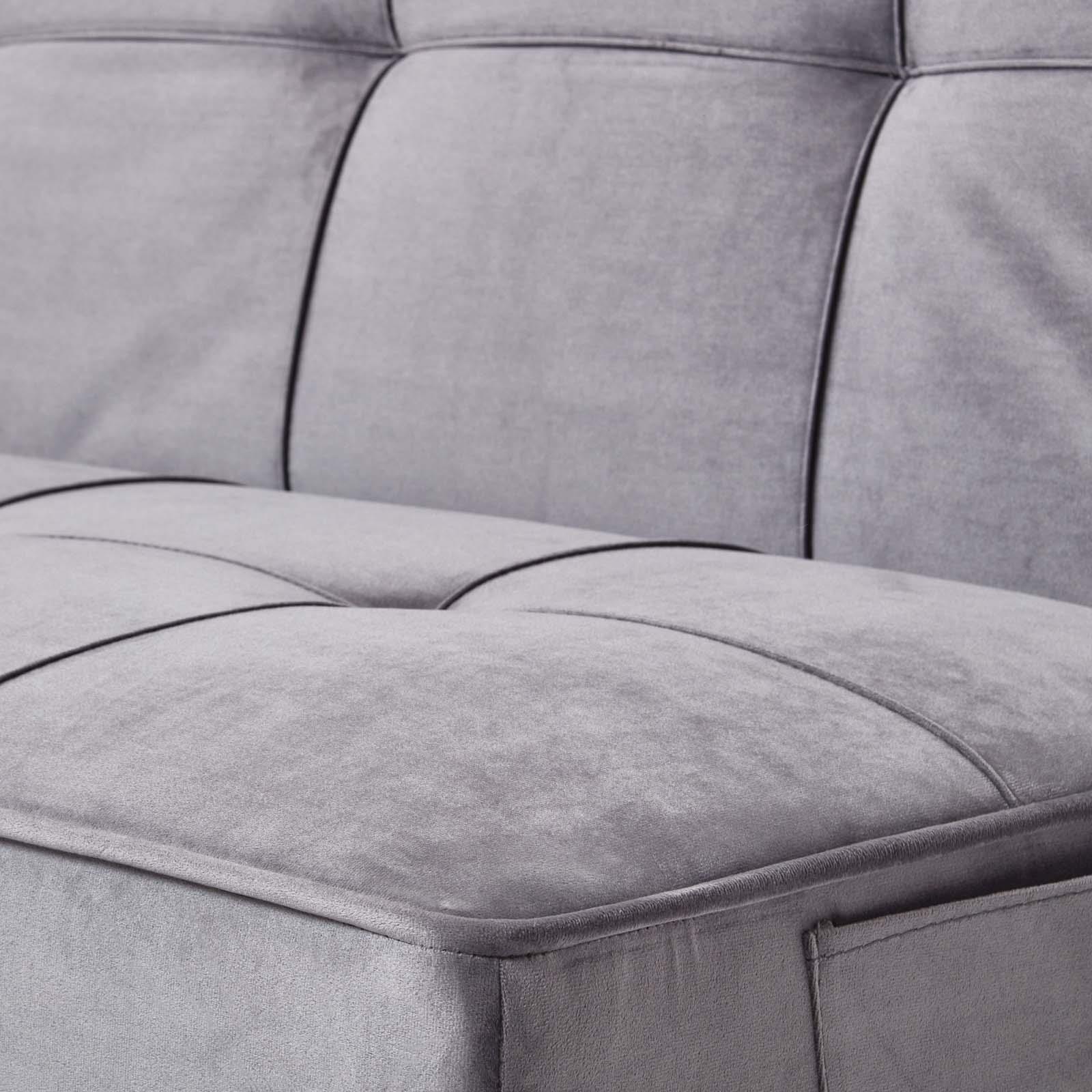 Velvet Sofa Bed Large 3 Seater Click Clack Retro Bed Settee on Wooden