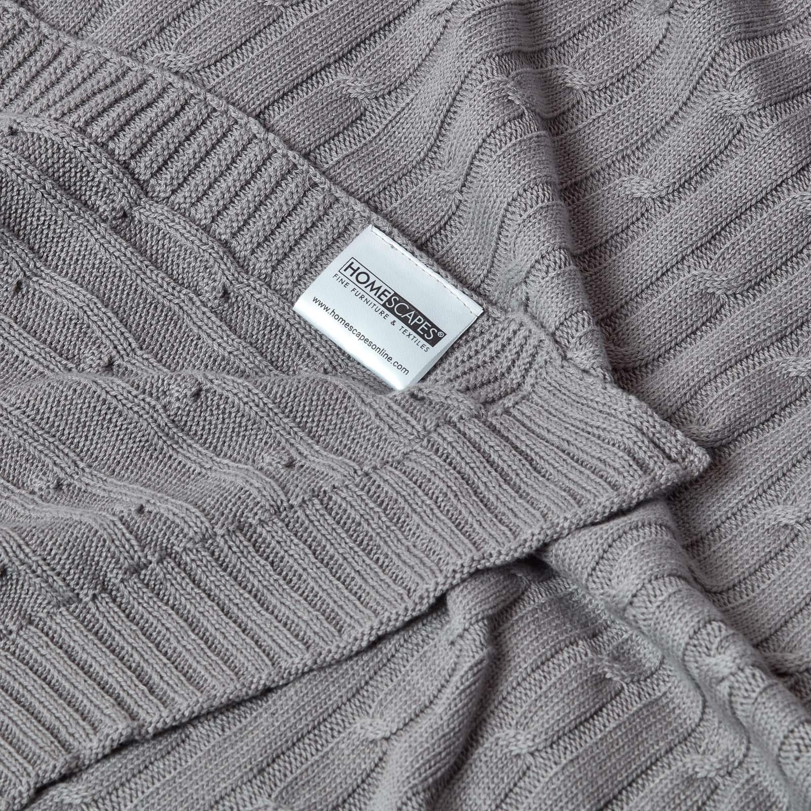 Cotton Cable Knit Throw, Blue, Grey, Green, Pink, Natural, Chocolate - Picture 33 of 65