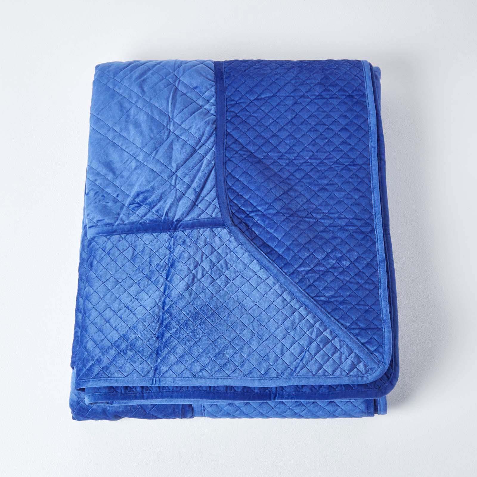 Quilted Velvet Bedspread Geometric Bed Throw Super Soft Coverlet Quilt Blanket - Picture 25 of 35