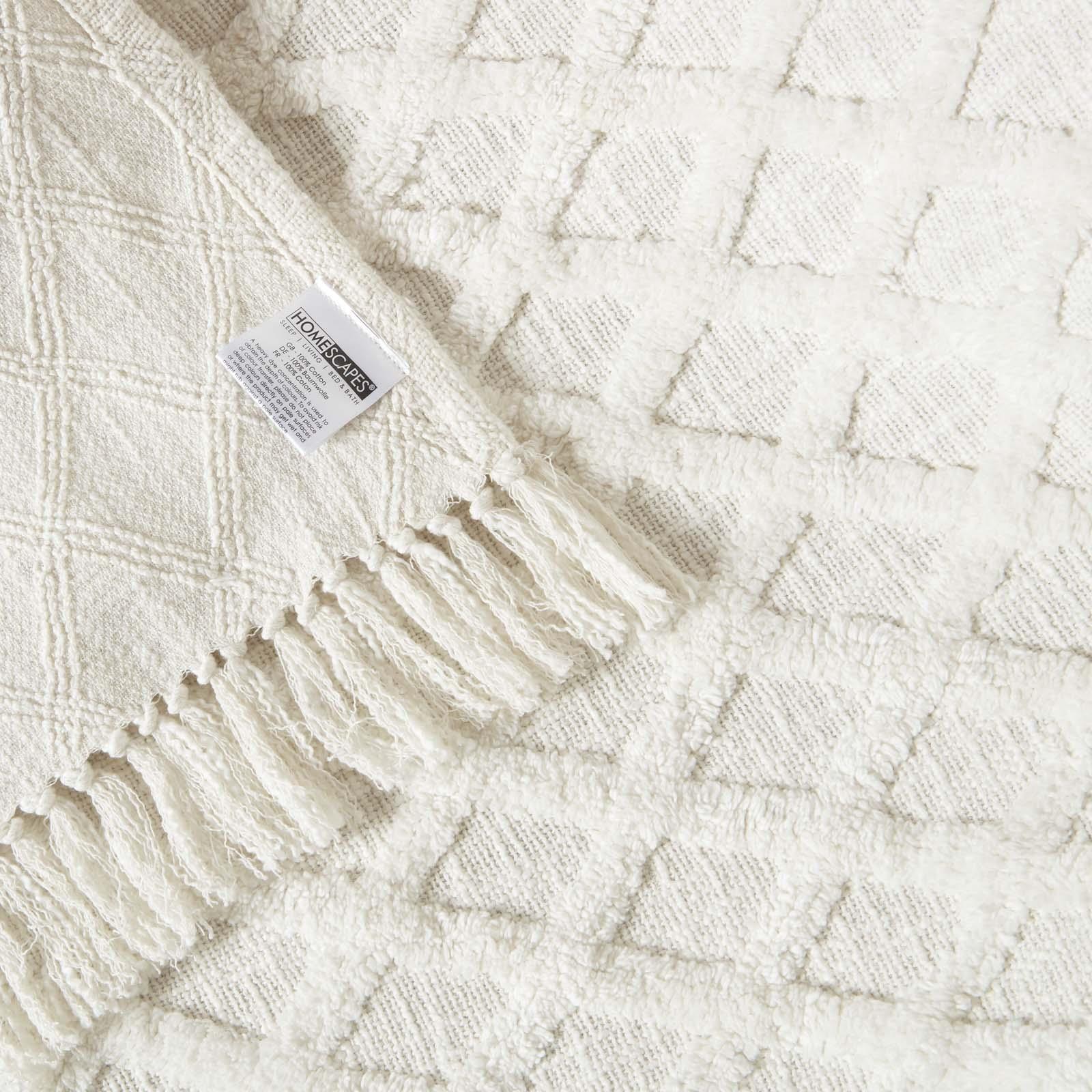 100% Cotton Tufted Throw Geometric Pattern Bedspread Blanket for Bed or Sofa - Picture 12 of 13