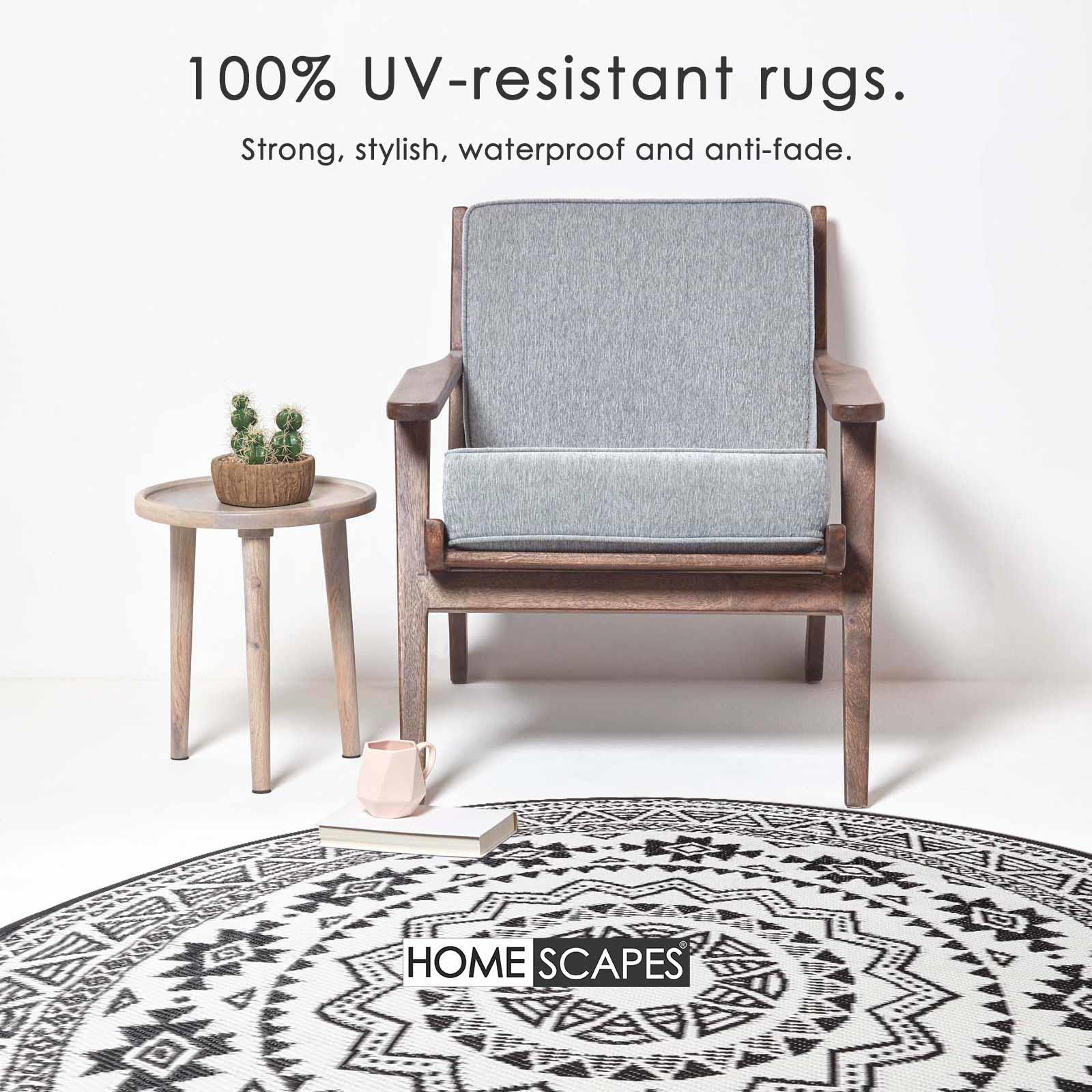 Reversible Indoor/Outdoor Garden Rugs in Motif Mosaic Leaf & Geometric Pattern - Picture 3 of 67