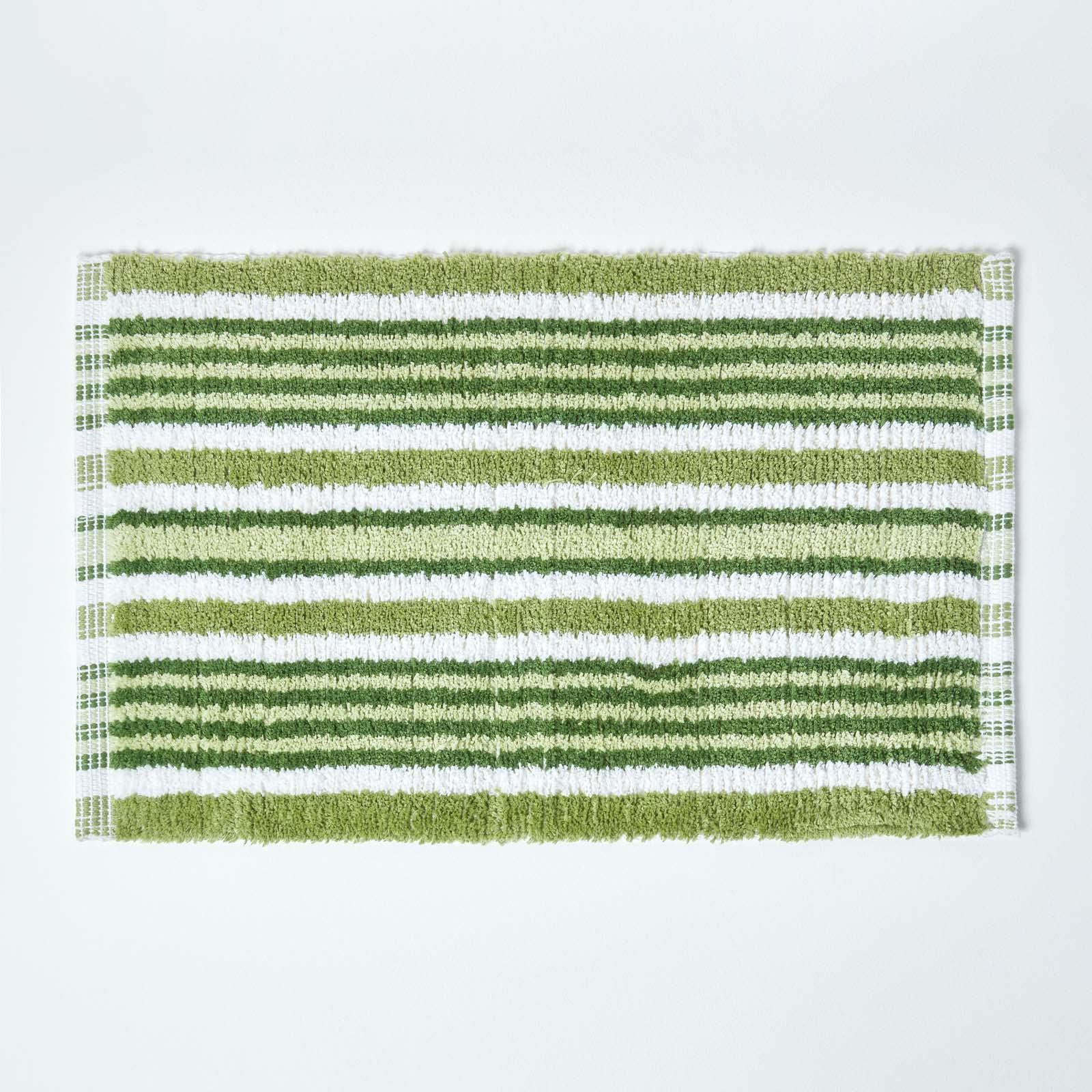 Cotton Striped Bath Mat Non Slip Blue Orange Green Black White Bathroom Mats - Picture 4 of 5