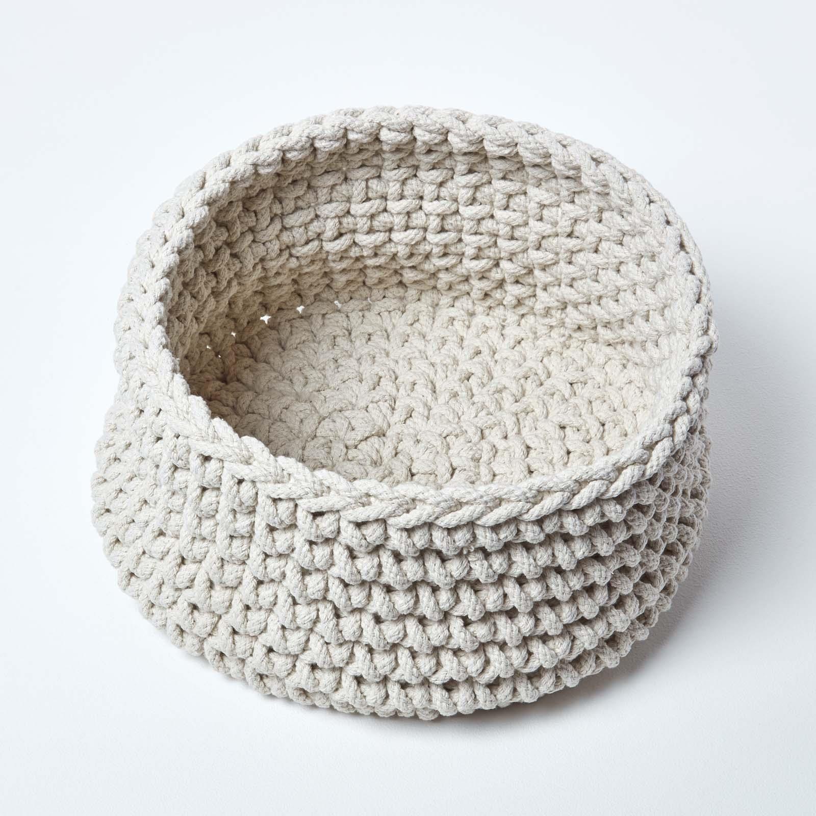 100% Cotton Round Knitted Storage Basket Books & Cloths Storage Handmade Basket - Picture 75 of 135
