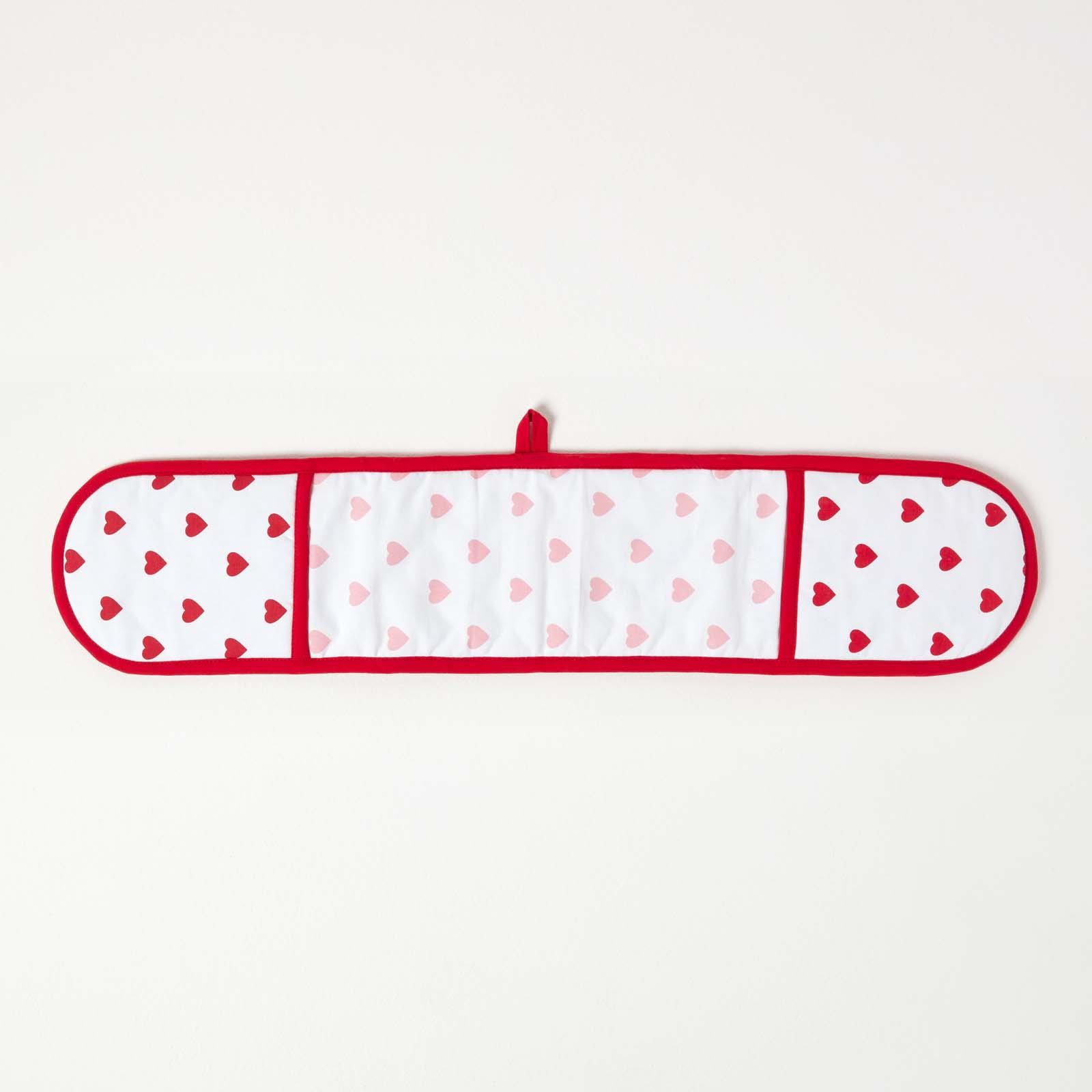 Cotton Pink And Red Hearts Kitchen Double Oven Gloves Apron Towel Pot Holder - Picture 8 of 22