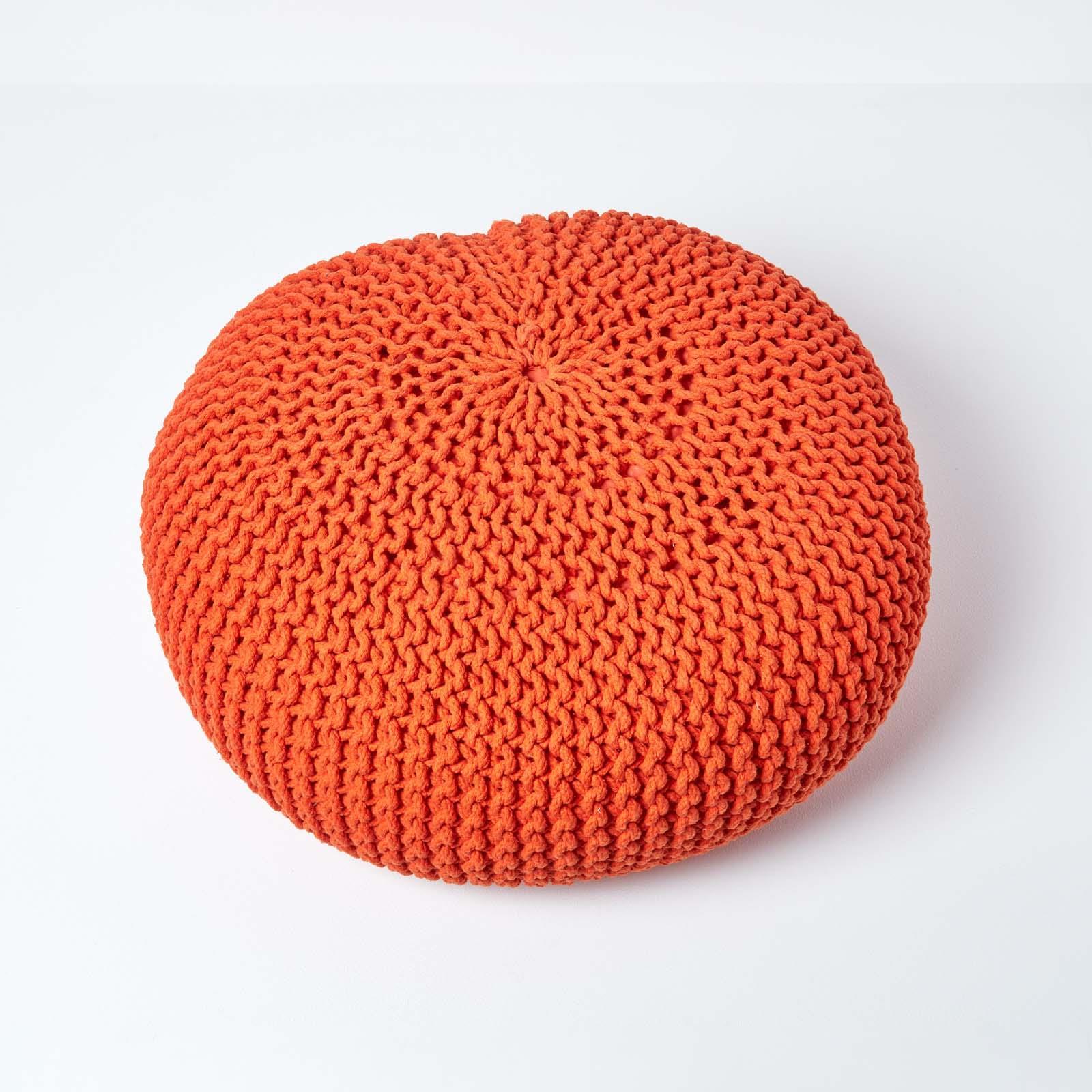 Large Round Cotton Knitted Pouffes Footstools Red, Yellow, Black, Grey, Natural - Picture 69 of 108