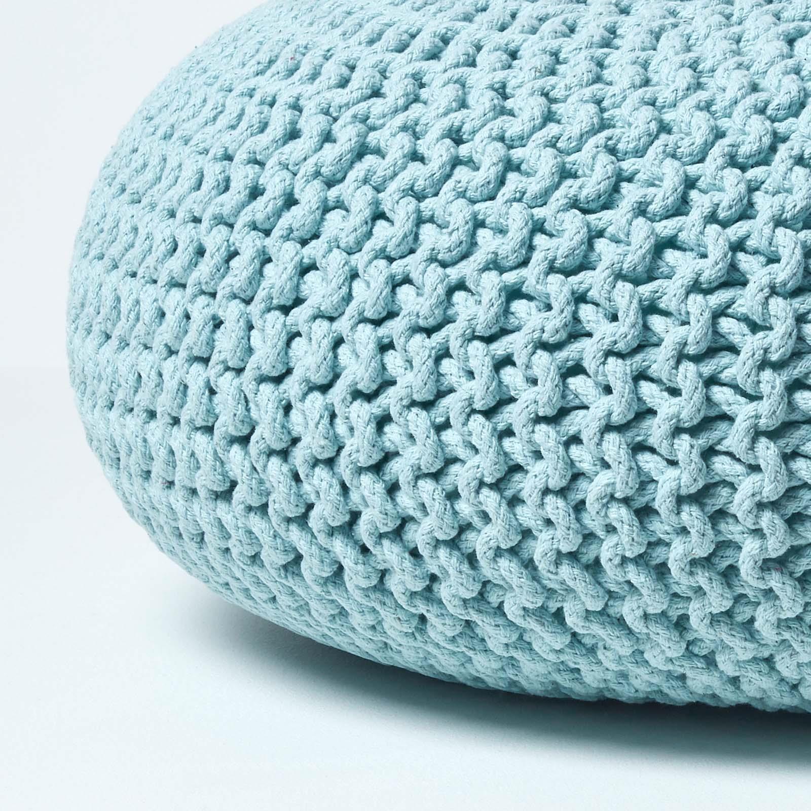 Large Round Cotton Knitted Pouffes Footstools Red, Yellow, Black, Grey, Natural - Picture 76 of 108