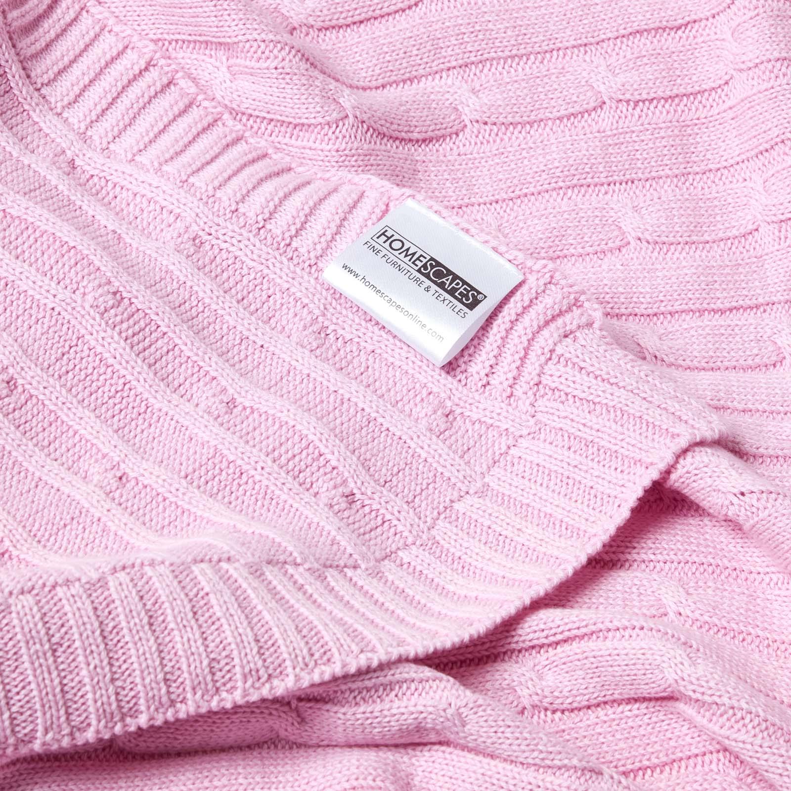 Cotton Cable Knit Throw, Blue, Grey, Green, Pink, Natural, Chocolate - Picture 65 of 65