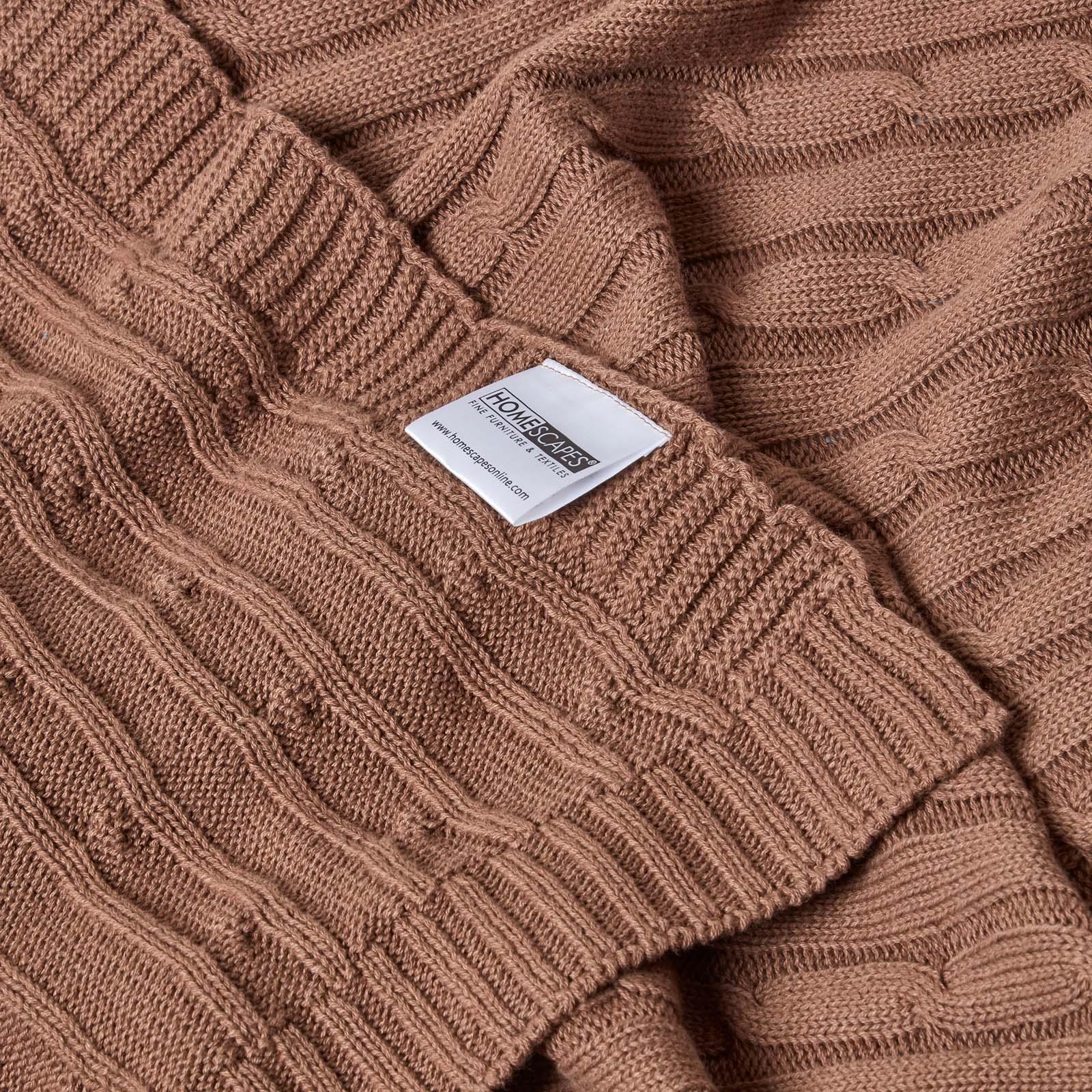 Cotton Cable Knit Throw, Blue, Grey, Green, Pink, Natural, Chocolate - Picture 9 of 65