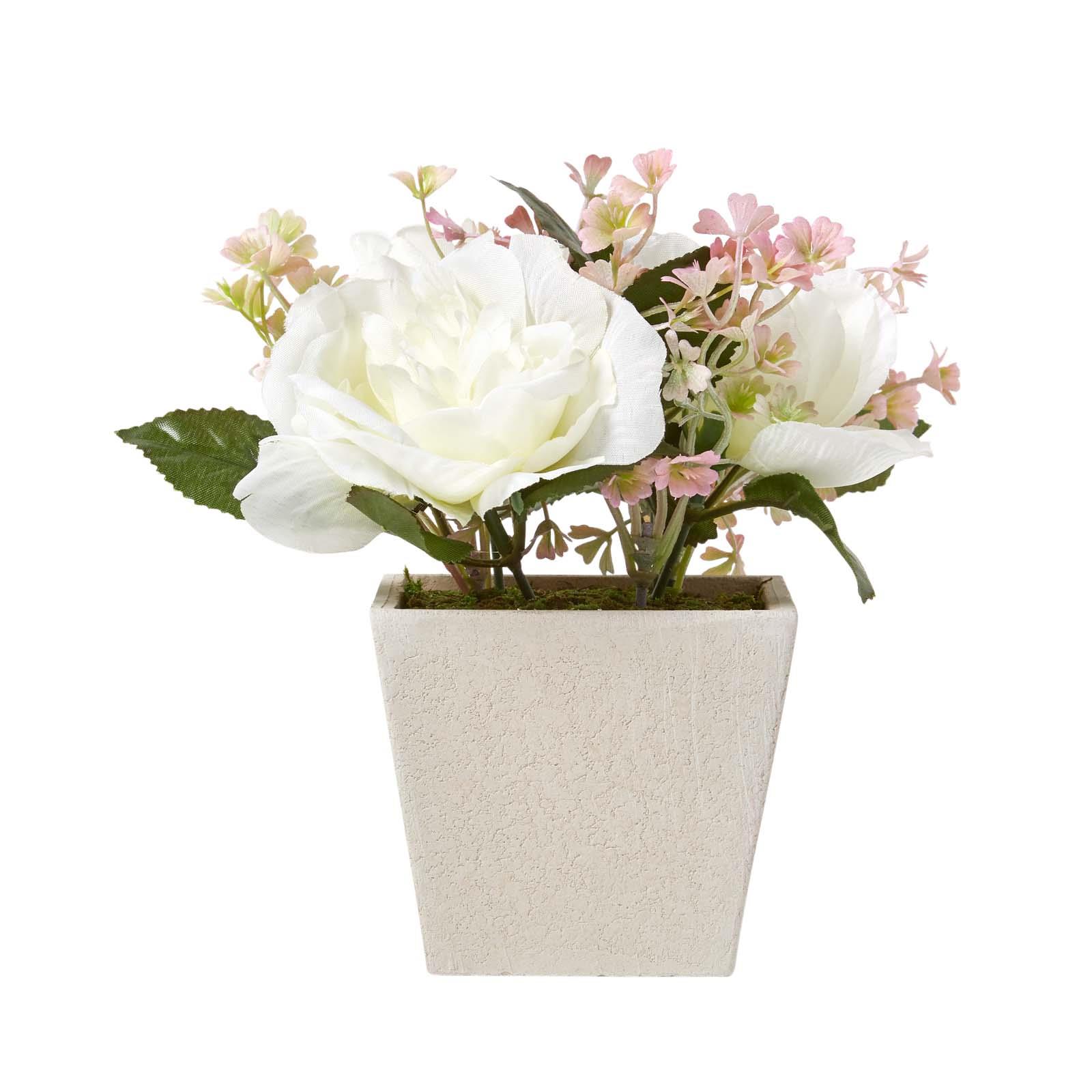 Small Artificial Rose Plant in White Pot for Indoor or Weddings Decoration | eBay