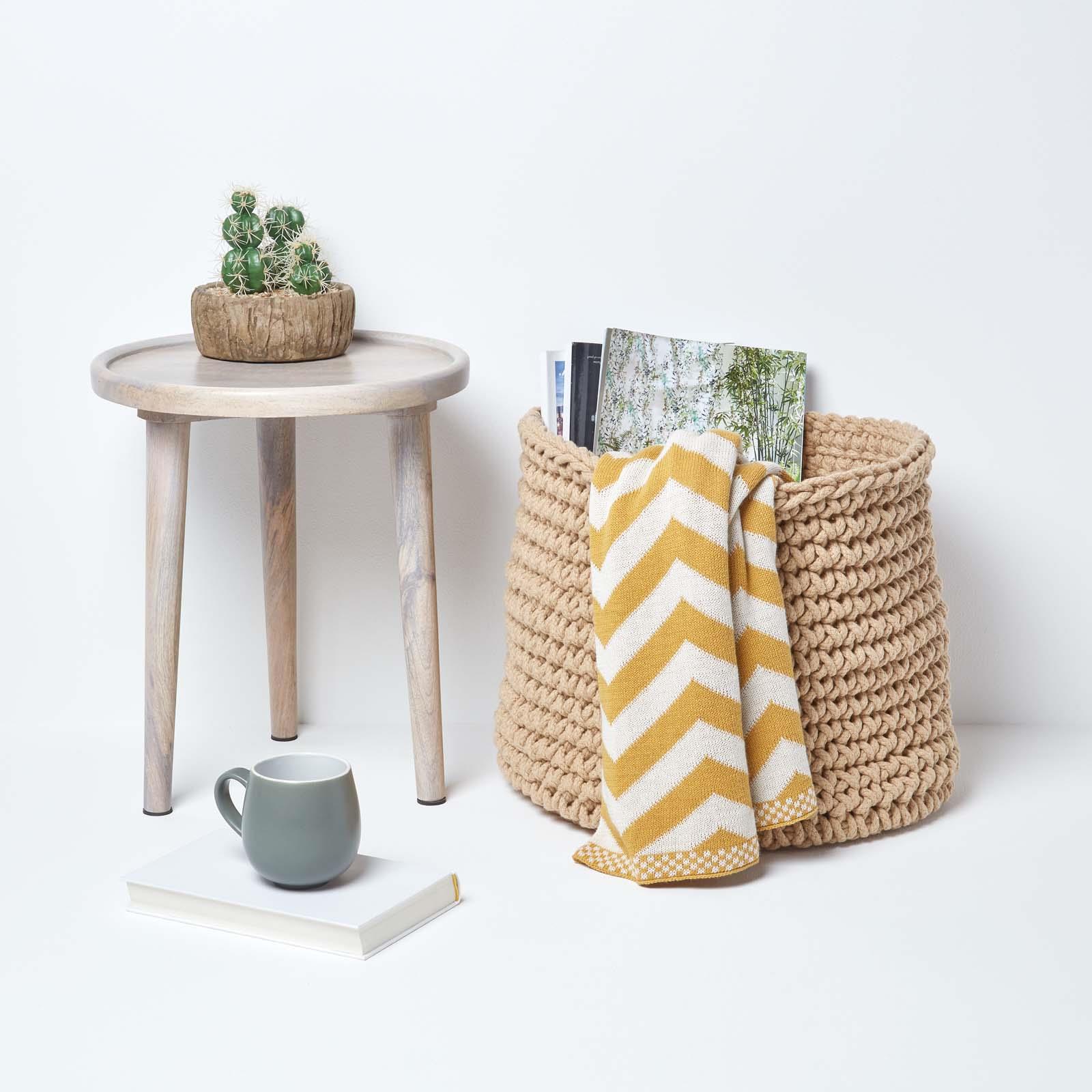 100% Cotton Round Knitted Storage Basket Books & Cloths Storage Handmade Basket - Picture 64 of 135