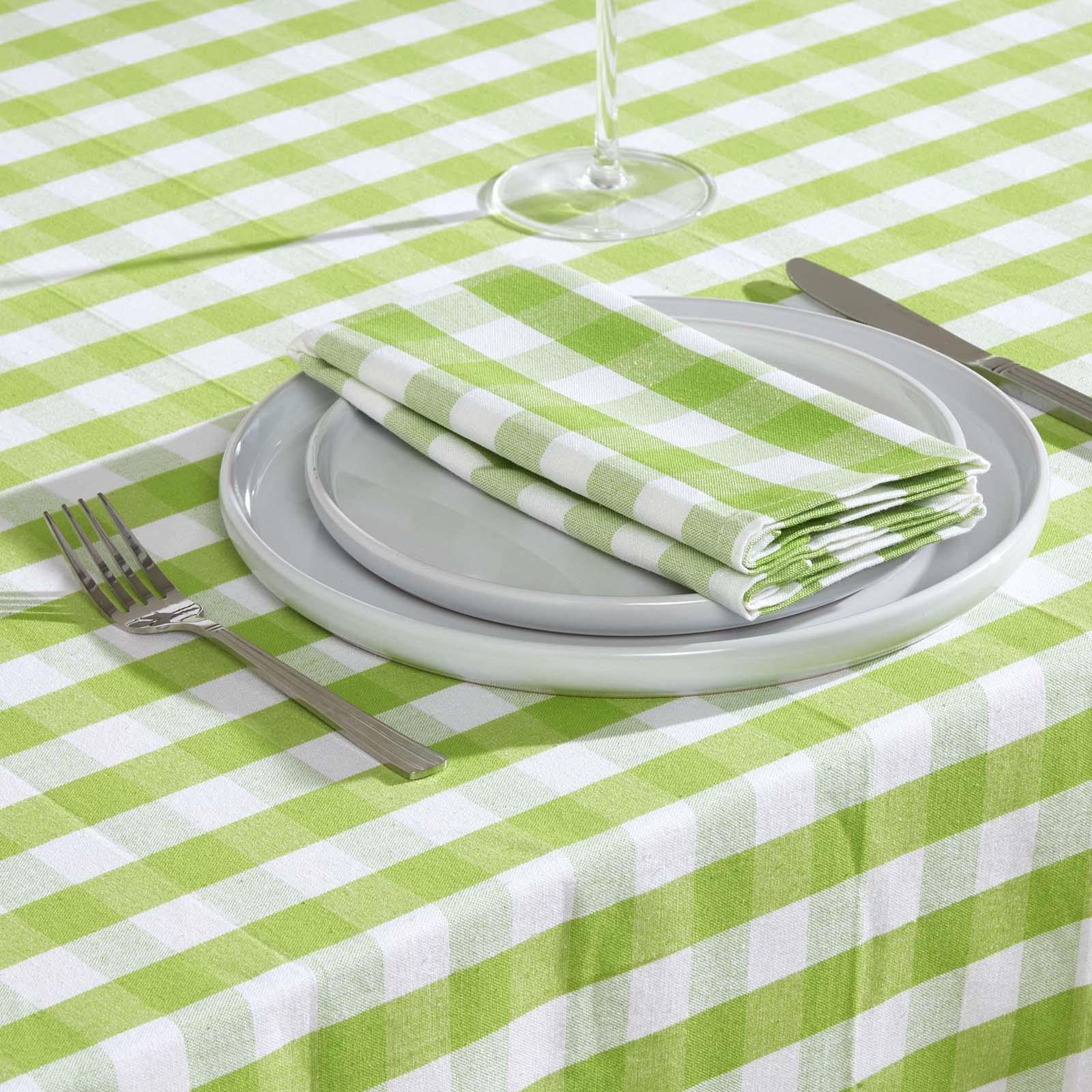 Block Check Tablecloth 100% Cotton Matching With Placemats, Napkins and Seat Pad - Picture 10 of 25