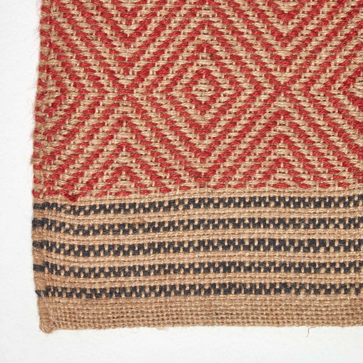 Geometric Jute Rug, Multicolour Striped, Black, Red, Blue - Picture 11 of 22