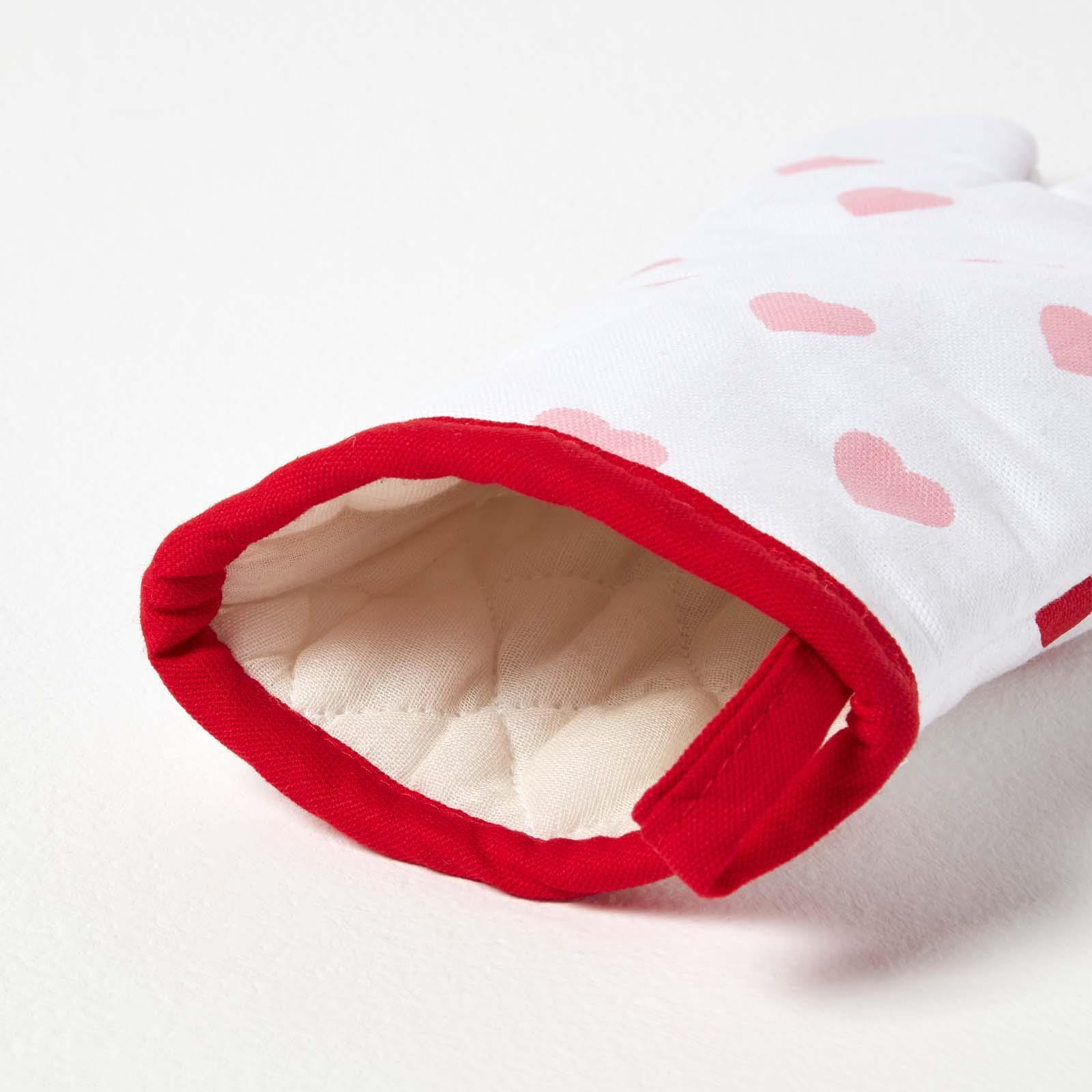 Cotton Pink And Red Hearts Kitchen Double Oven Gloves Apron Towel Pot Holder - Picture 14 of 22