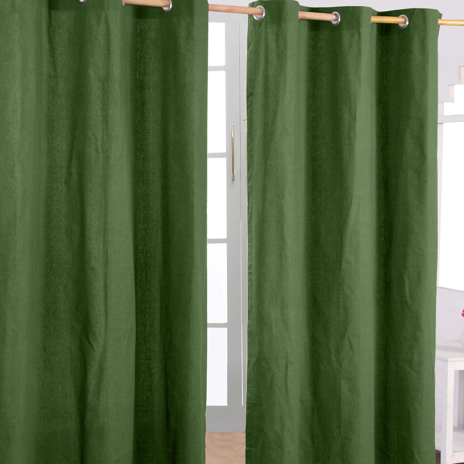 Plain Dyed Heavy Cotton Curtain Eyelet Ready Made Ring Top White, Blue, Grey - Picture 28 of 83