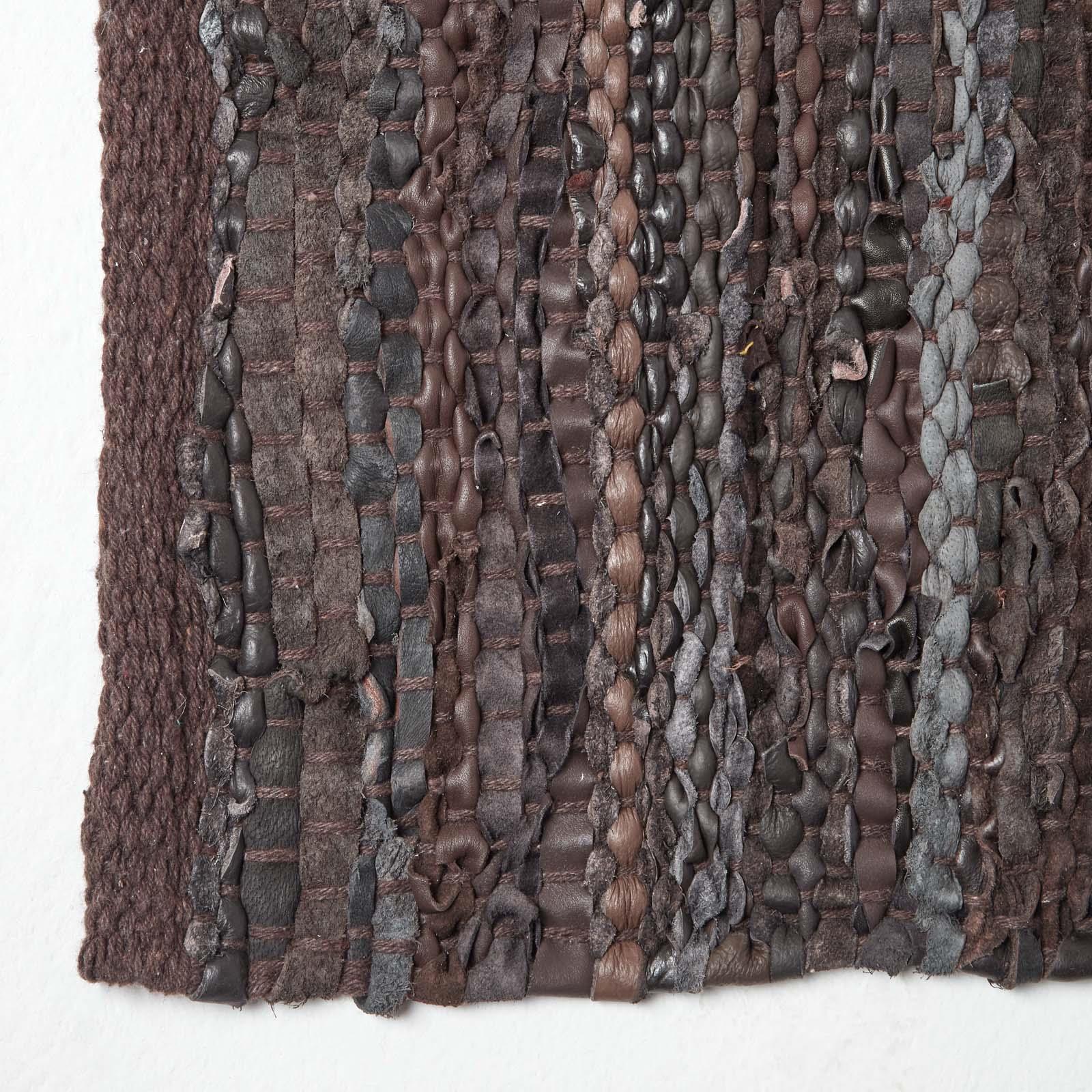 Denver Leather Woven Rugs Black and Chocolate, Modern, Rectangle - Picture 13 of 22