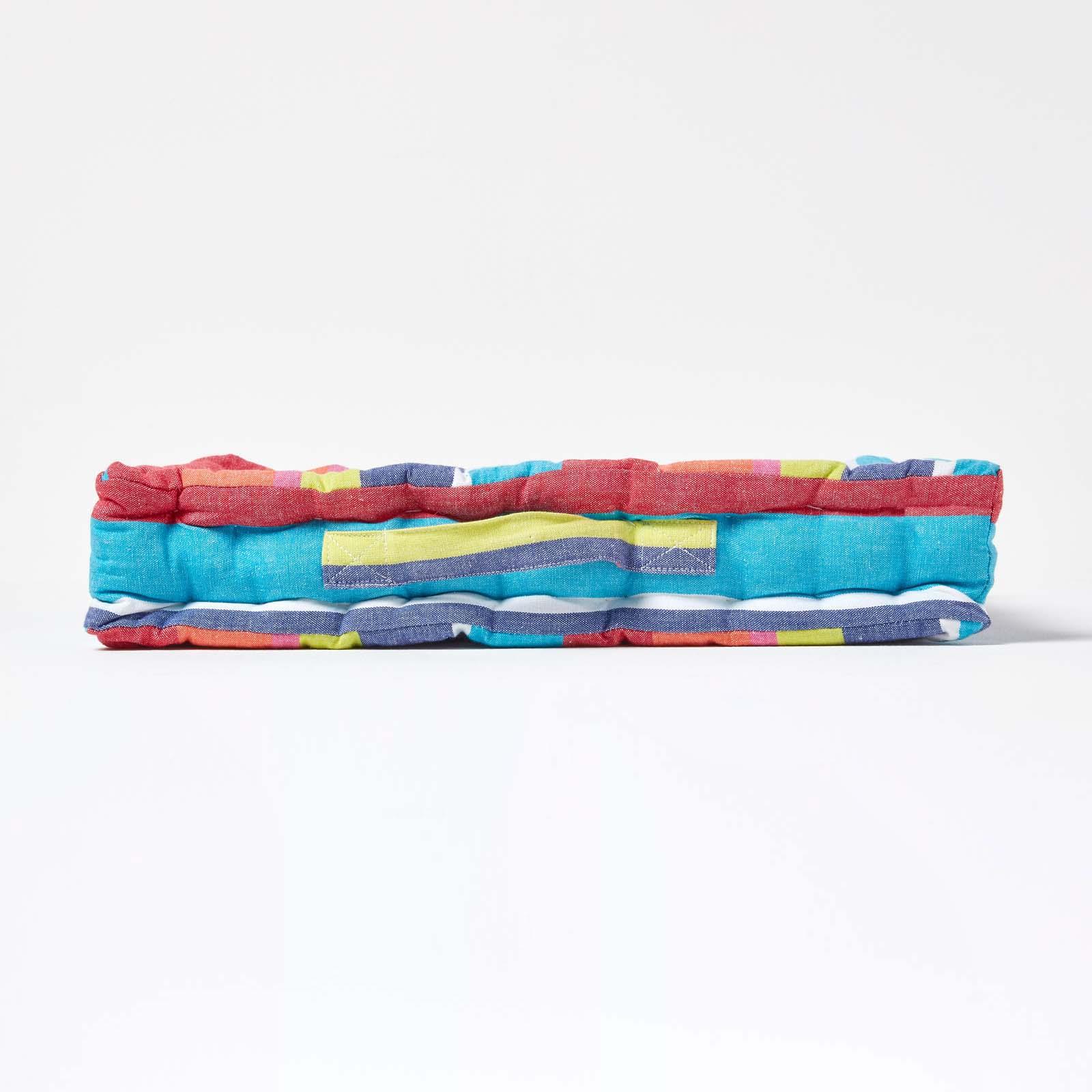 Striped Large Floor Cushion, Blue, Green, Multicolour - Picture 18 of 19