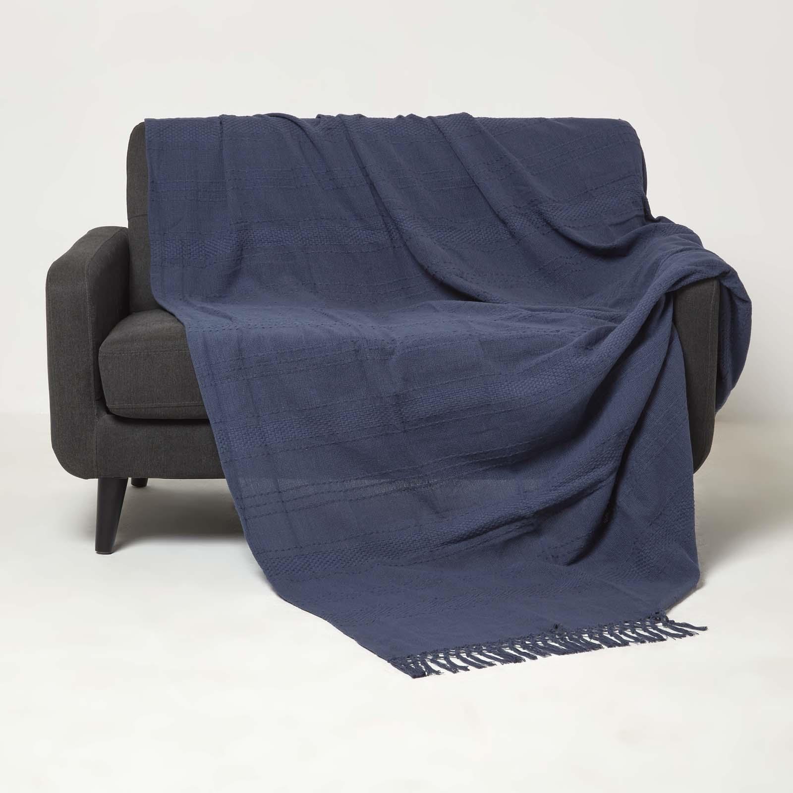 100% Cotton Lightweight Handwoven Textured "KASHI" Throw Blanket with Tassels - Picture 14 of 25
