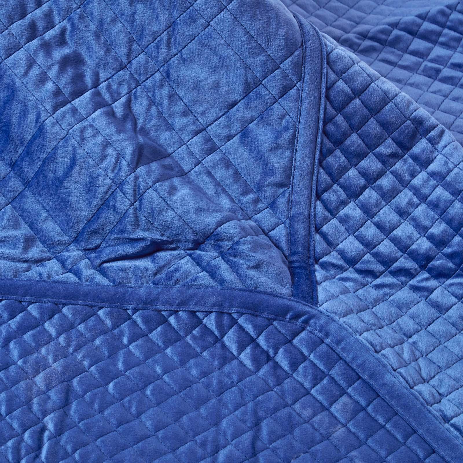 Quilted Velvet Bedspread Geometric Bed Throw Super Soft Coverlet Quilt Blanket - Picture 26 of 35