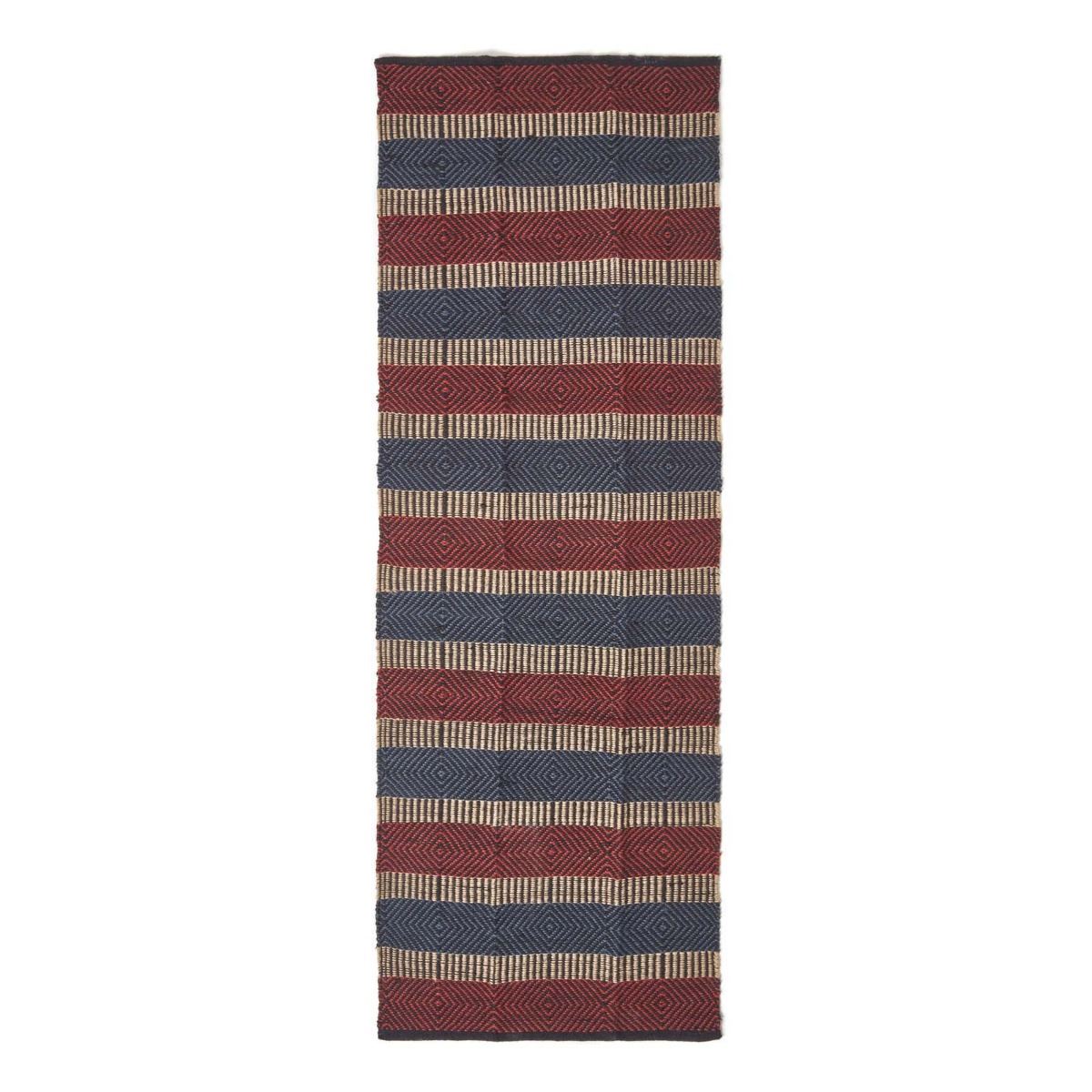 Geometric Jute Rug, Multicolour Striped, Black, Red, Blue - Picture 19 of 22