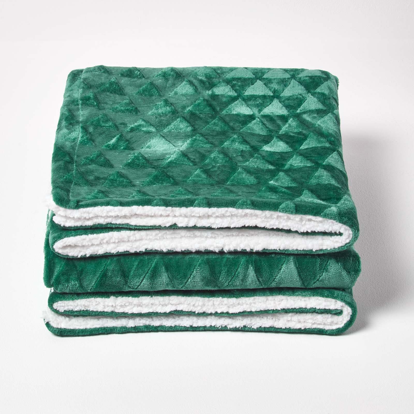 Velvet Throw Over Sofa Bedspread Geometric Triangle Soft Bed Protector Cover - Picture 17 of 74