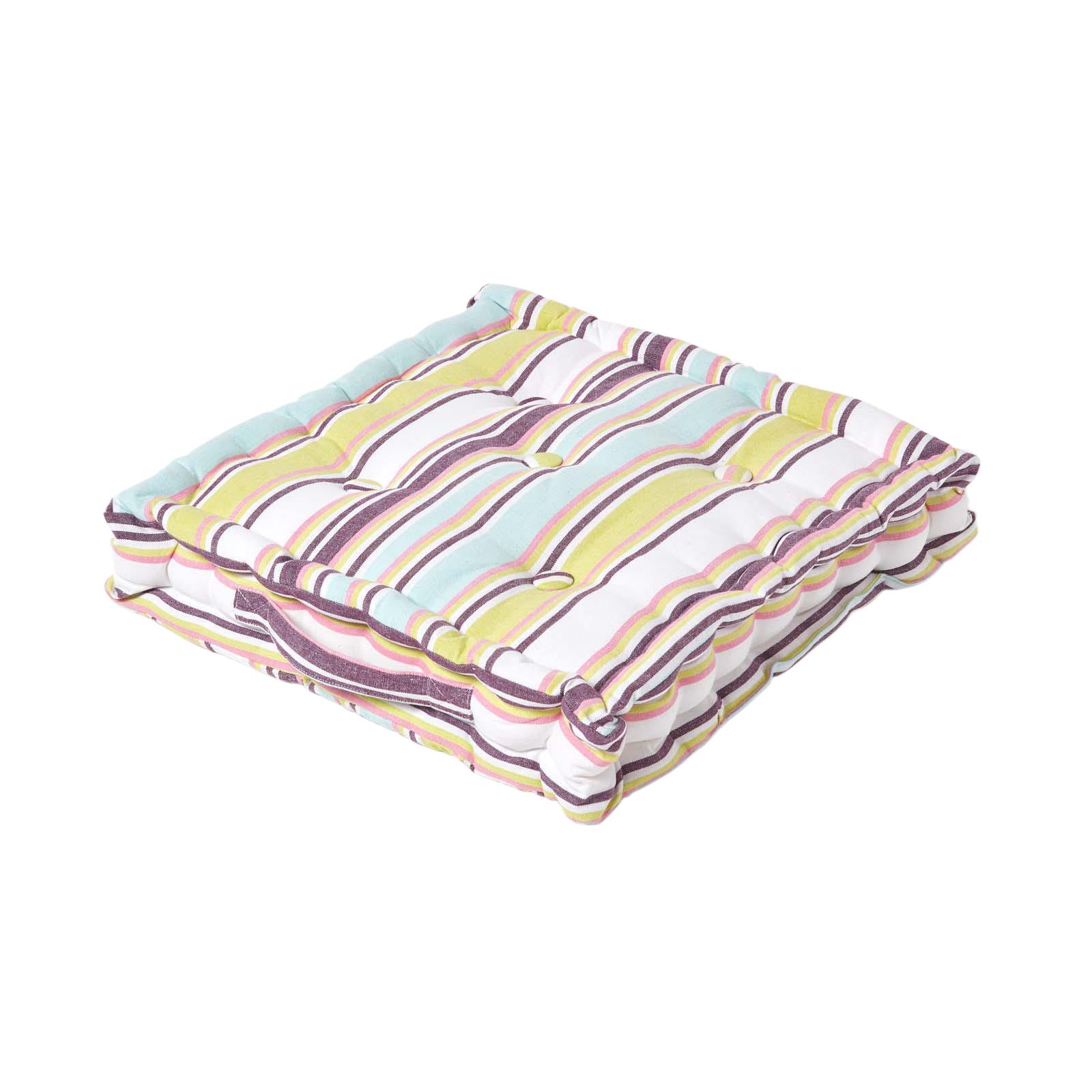Striped Large Floor Cushion, Blue, Green, Multicolour - Picture 8 of 19