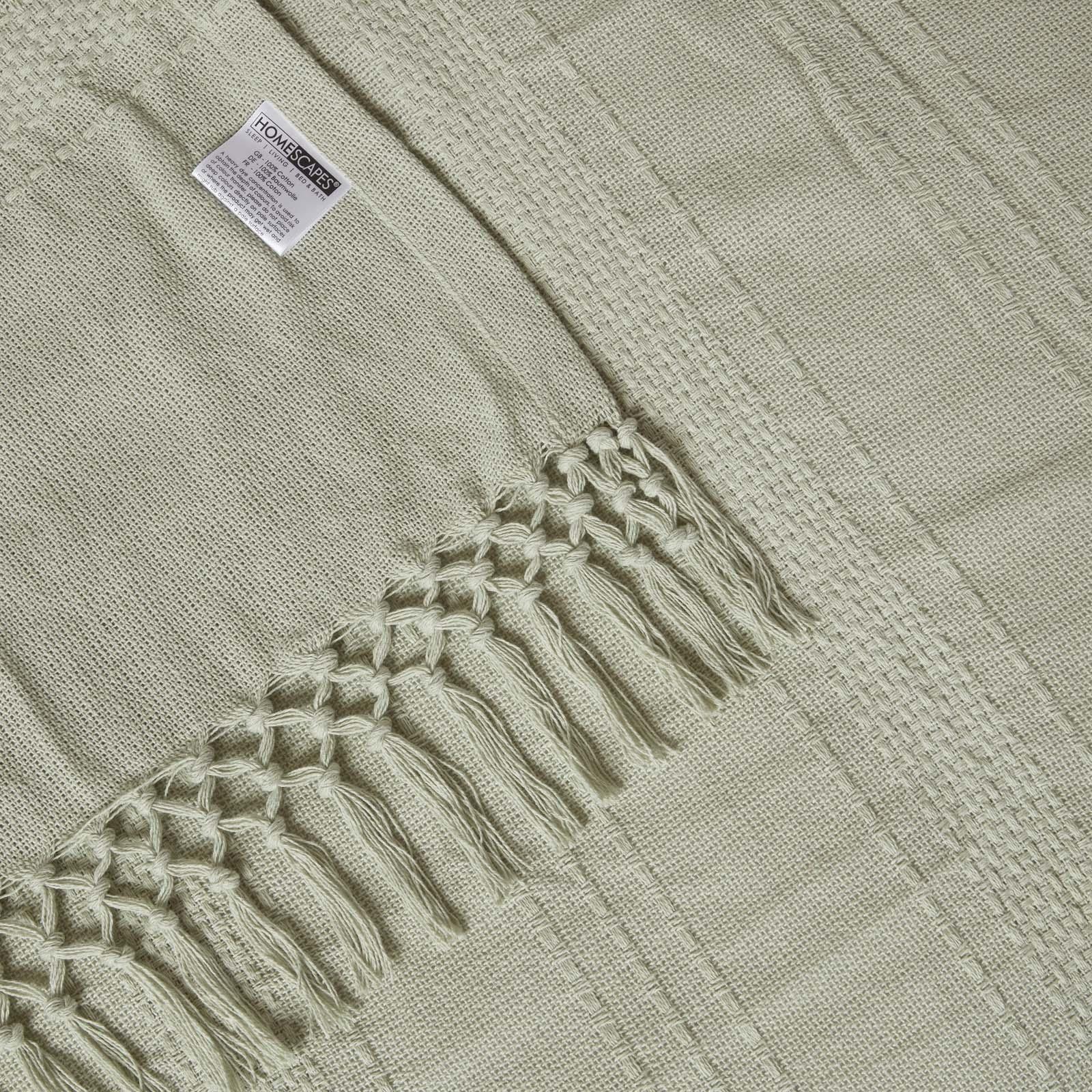 100% Cotton Lightweight Handwoven Textured "KASHI" Throw Blanket with Tassels - Picture 24 of 25