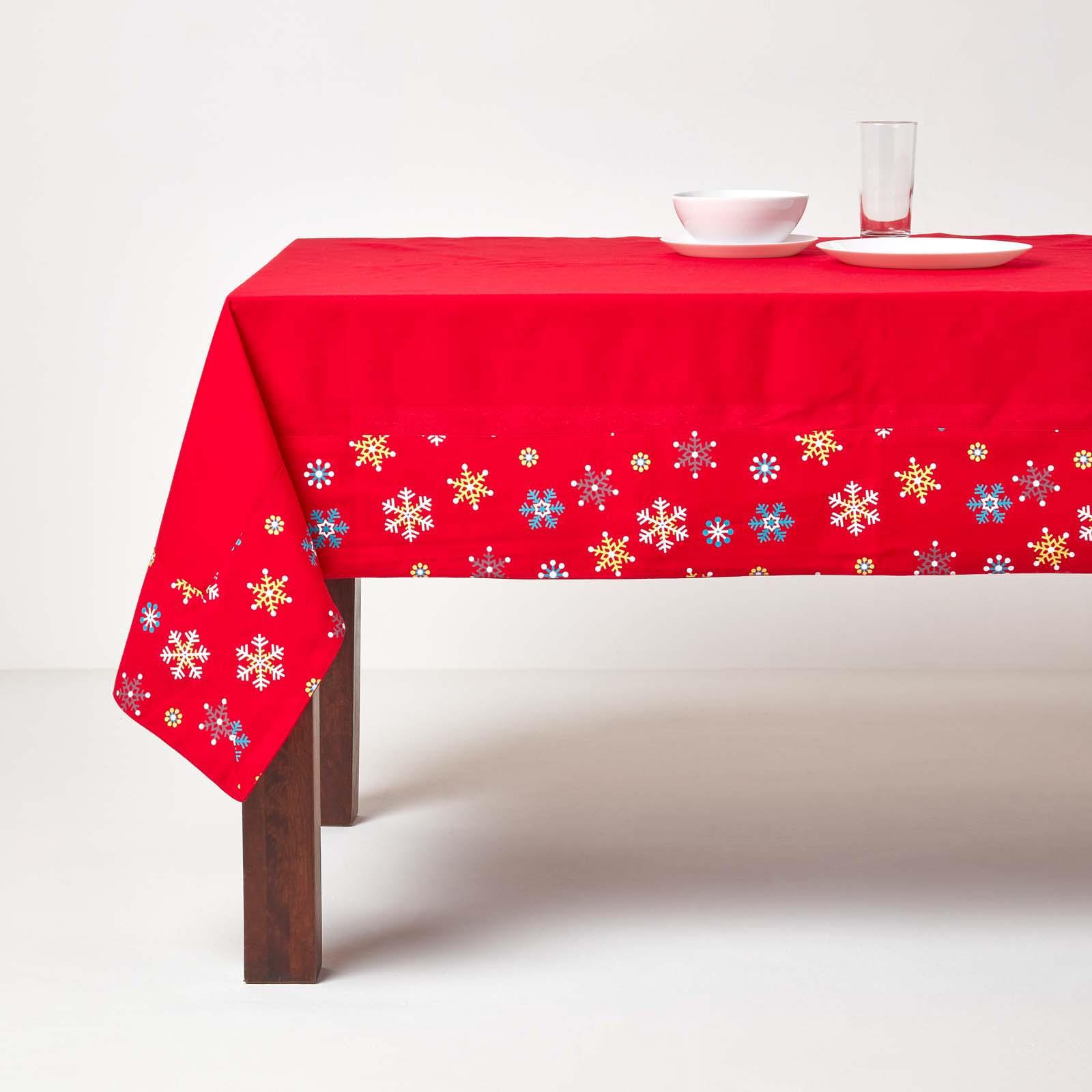 Christmas Cotton Red Snowflake Tablecloth Napkin Placemat Runner Decoration - Picture 22 of 34