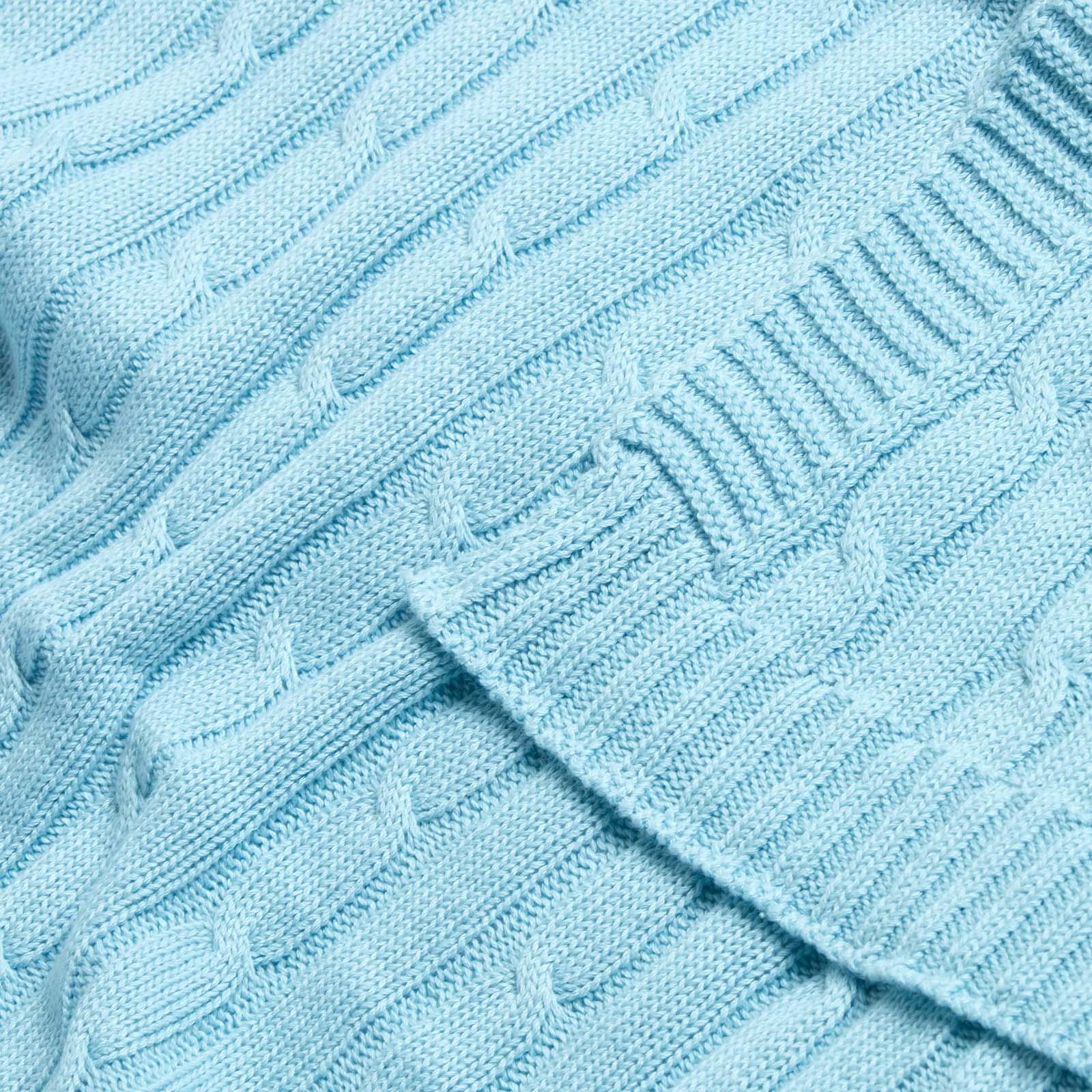 Cotton Cable Knit Throw, Blue, Grey, Green, Pink, Natural, Chocolate - Picture 54 of 65