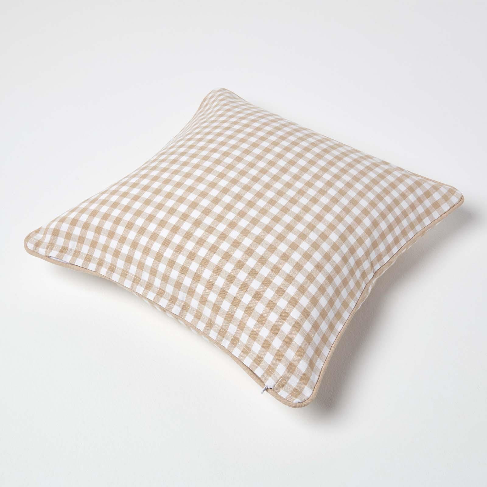 100 Cotton Gingham Check Cushion Cover Square & Rectangular Sofa