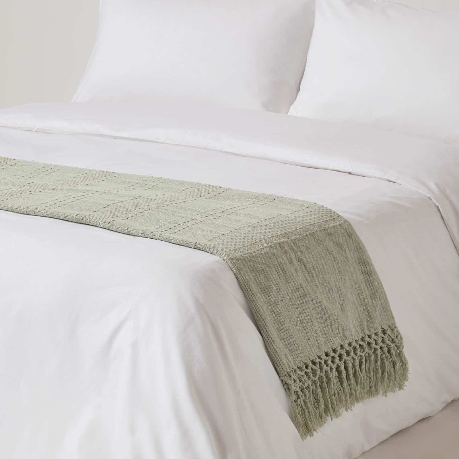 100% Cotton Lightweight Handwoven Textured "KASHI" Throw Blanket with Tassels - Picture 22 of 25