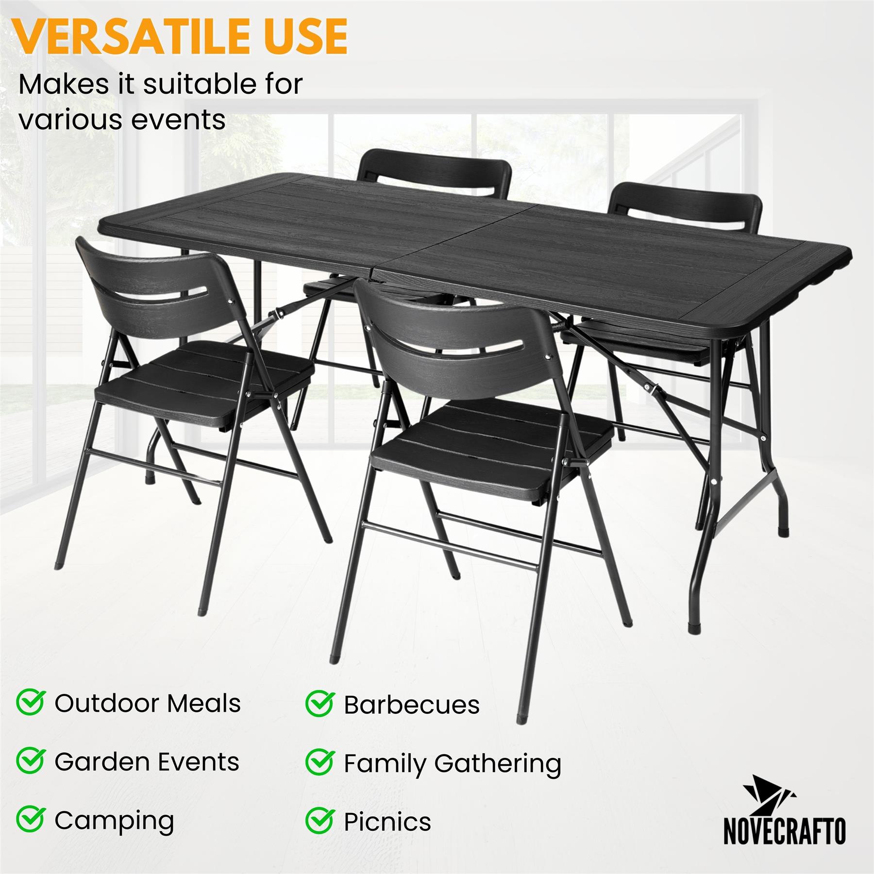 Folding Table Chairs Furniture Durable Portable Dining Outdoor Garden Picnic Set - Picture 101 of 214