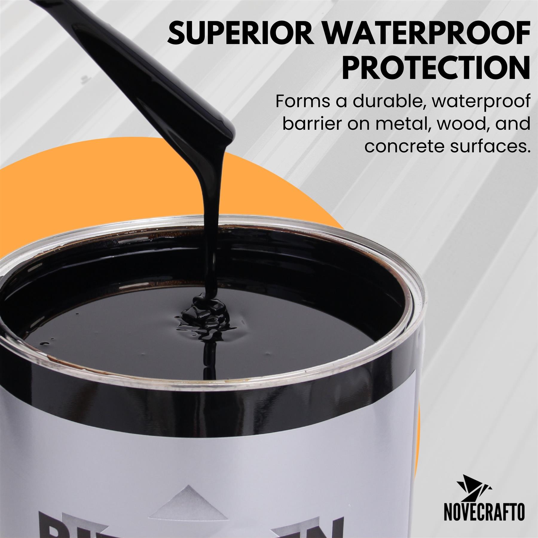 Black Bitumen Paint & Flat Roof Waterproofing Compound 5L with Brush Included - Picture 4 of 19