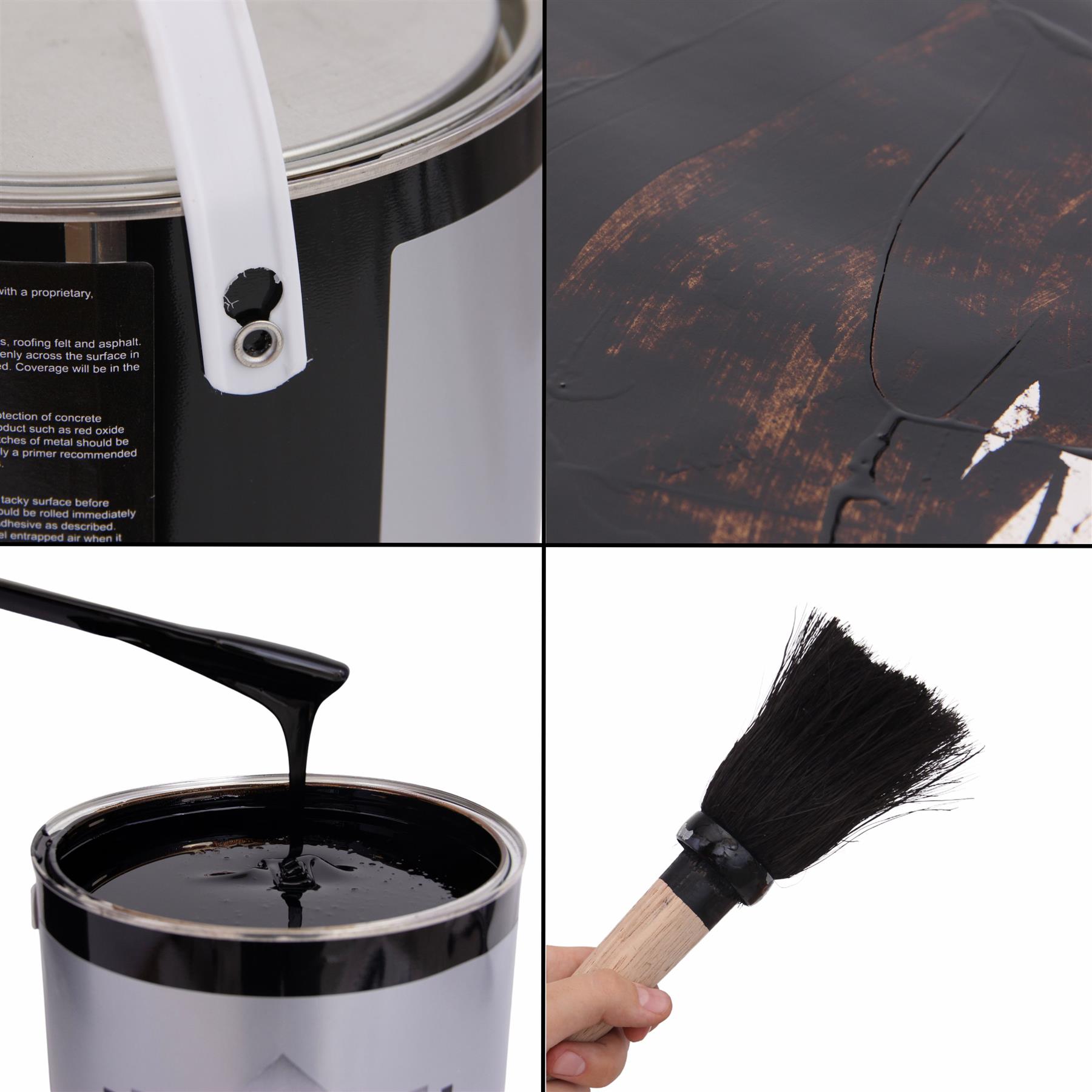 Black Bitumen Paint & Flat Roof Waterproofing Compound 5L with Brush Included - Picture 10 of 19