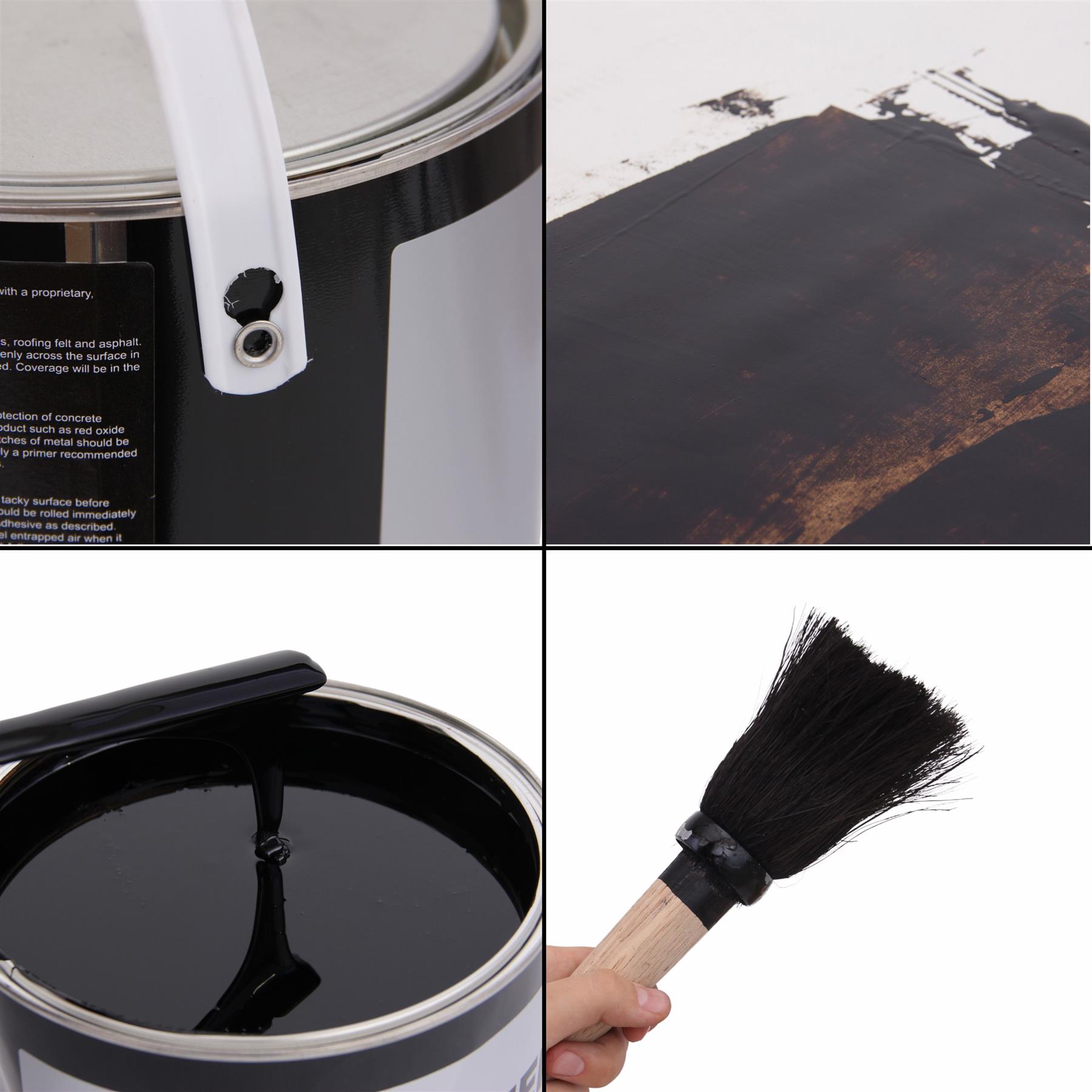 Black Bitumen Paint & Flat Roof Waterproofing Compound 5L with Brush Included - Picture 19 of 19