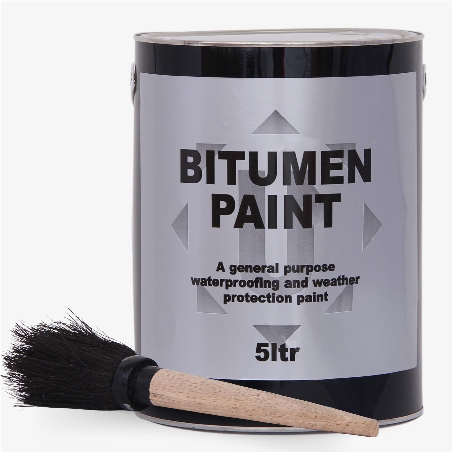 Black Bitumen Paint & Flat Roof Waterproofing Compound 5L with Brush Included - Picture 2 of 19