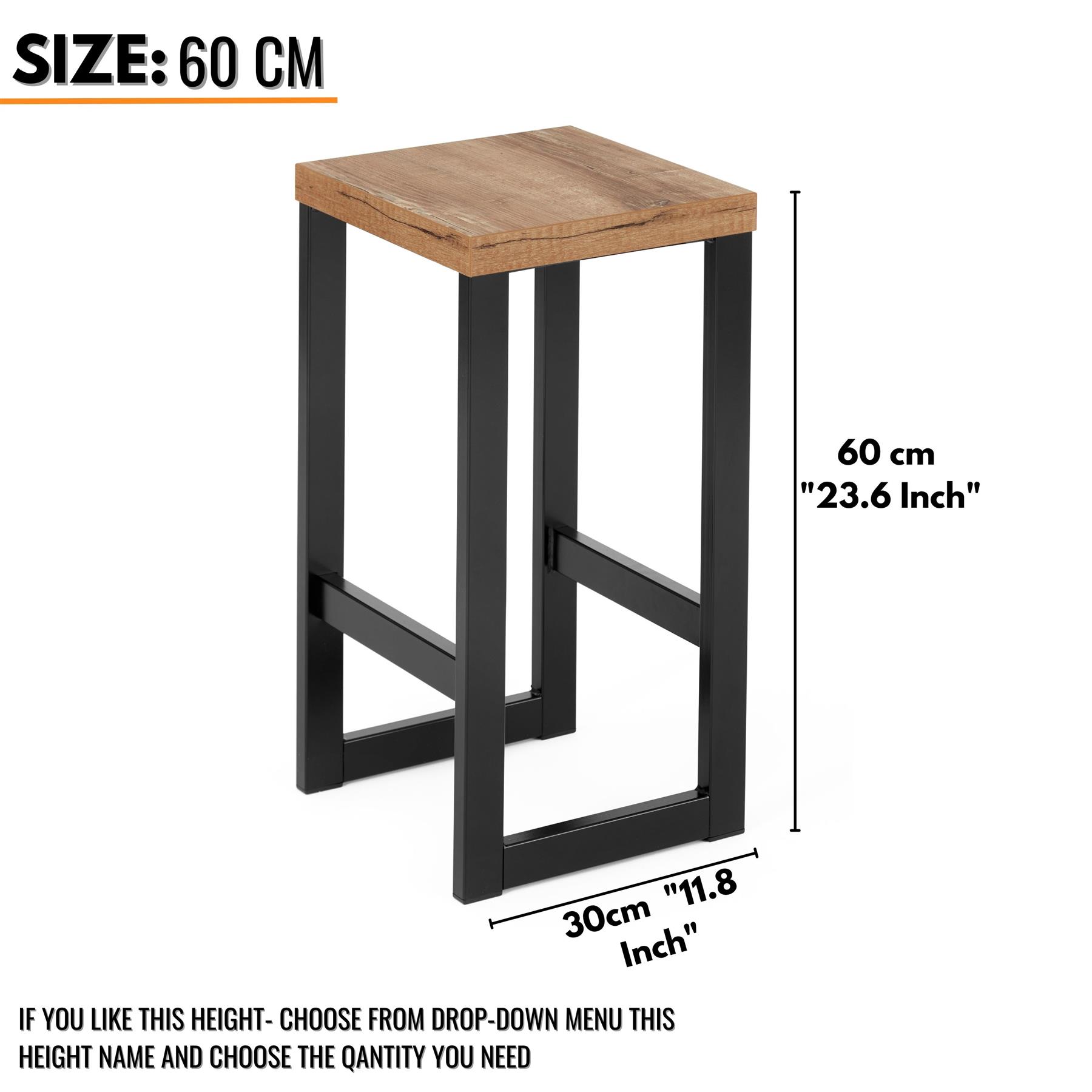 Kitchen Breakfast Bar Stools with Footrest Wooden for Living Room Black Metal - Picture 2 of 17