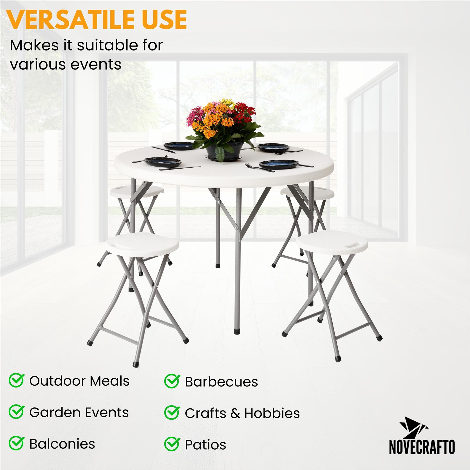 Folding Table Chairs Furniture Durable Portable Dining Outdoor Garden Picnic Set - Picture 24 of 214
