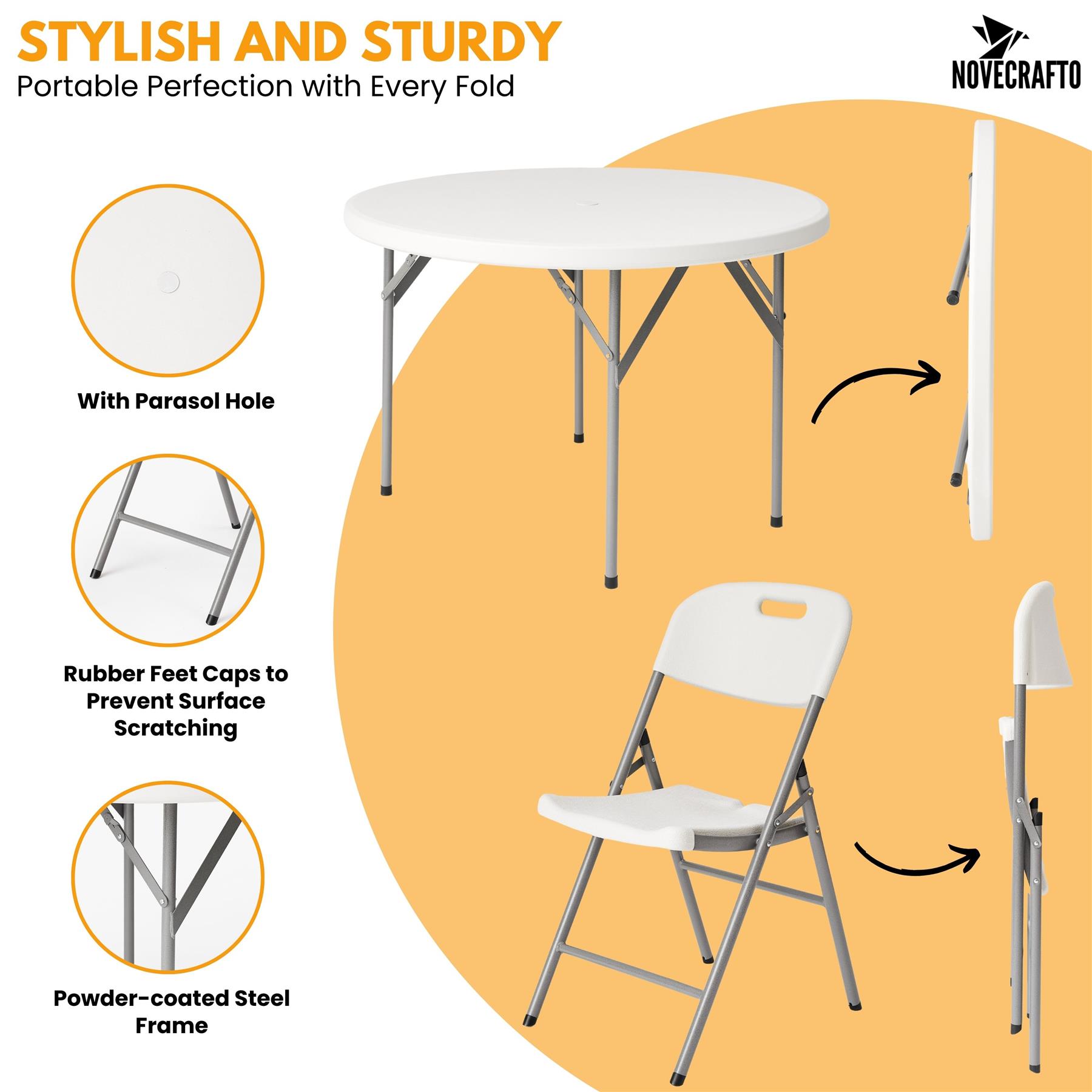 Folding Table Chairs Furniture Durable Portable Dining Outdoor Garden Picnic Set - Picture 186 of 214