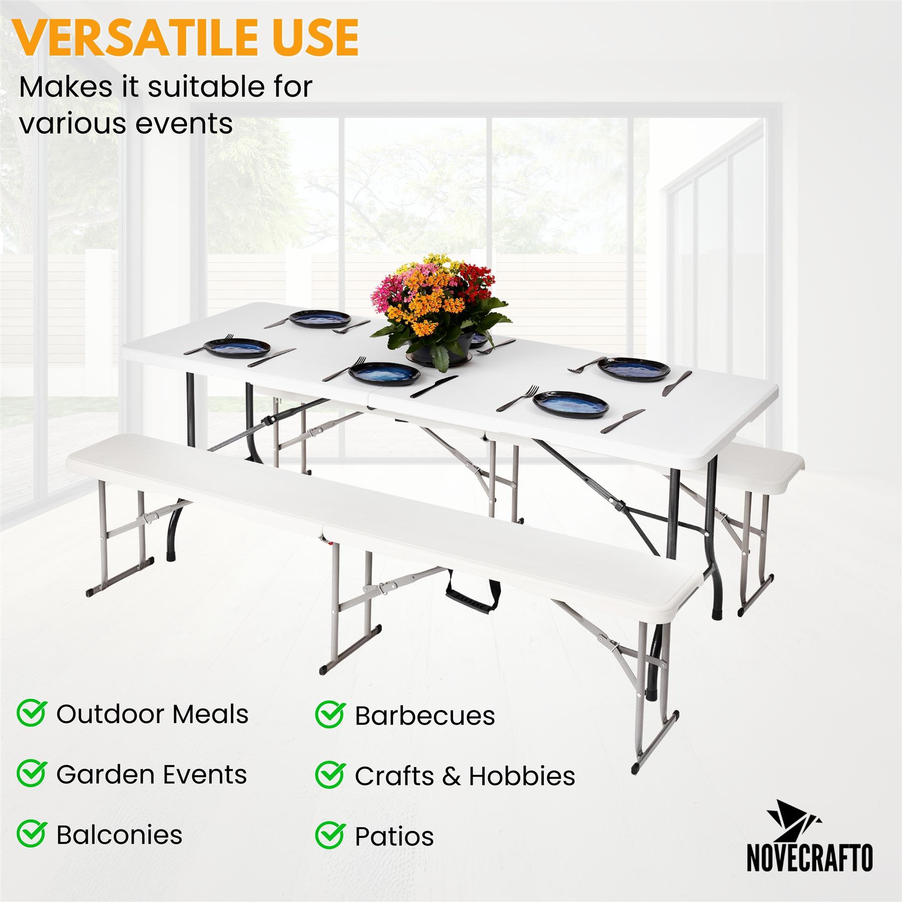 Folding Table Chairs Furniture Durable Portable Dining Outdoor Garden Picnic Set - Picture 58 of 214