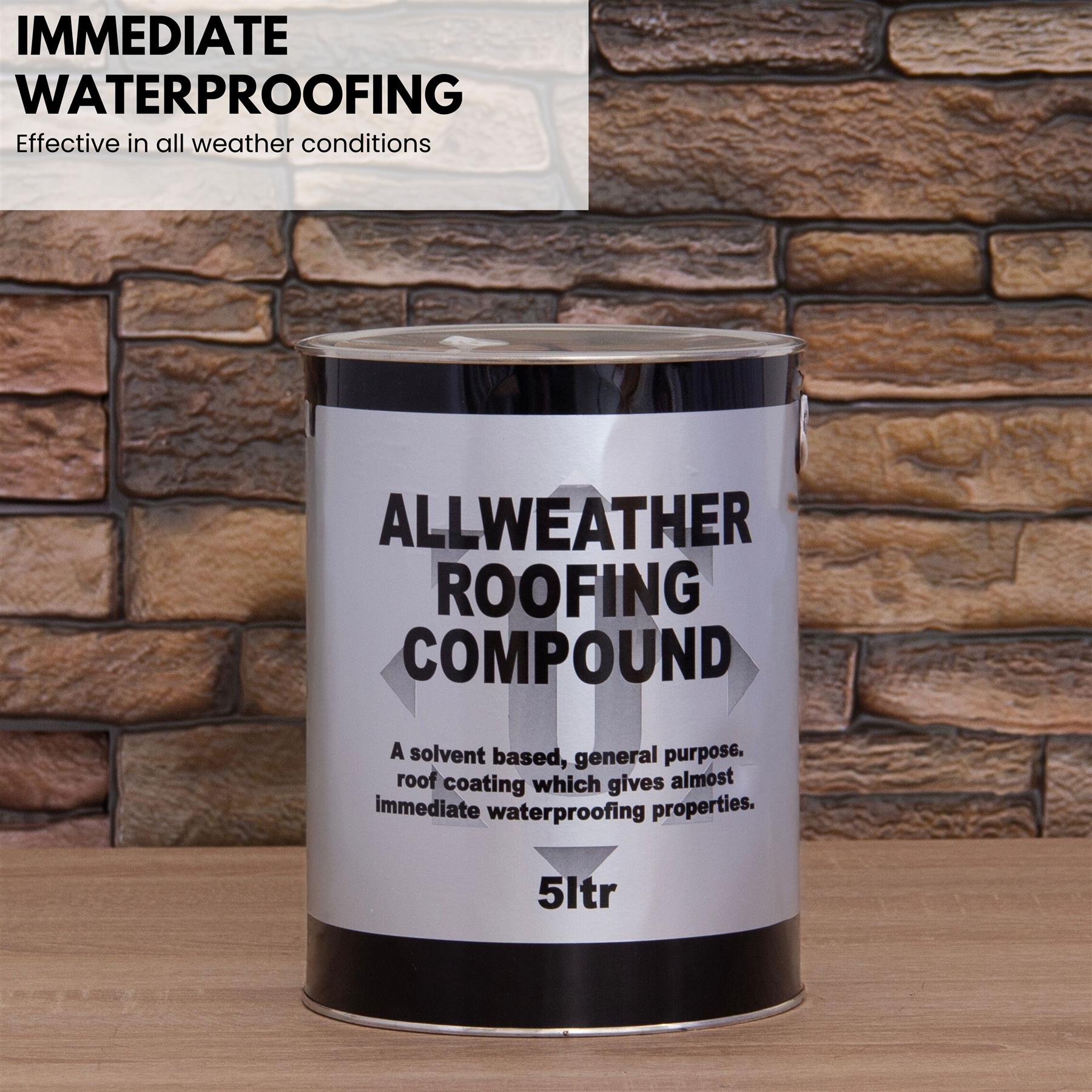Black Bitumen Paint & Flat Roof Waterproofing Compound 5L with Brush Included - Picture 16 of 19