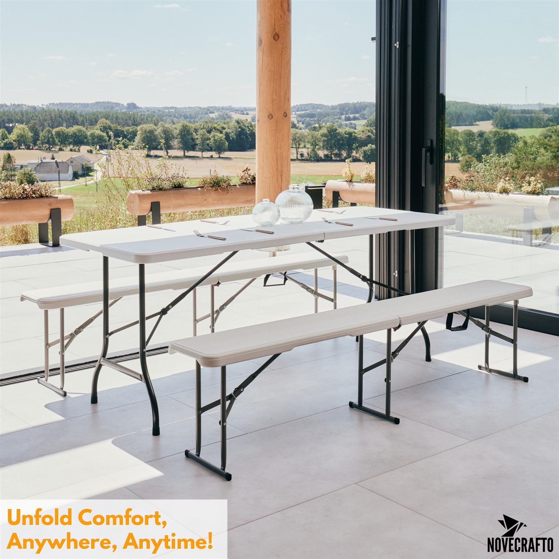 Folding Table Chairs Furniture Durable Portable Dining Outdoor Garden Picnic Set - Picture 55 of 214