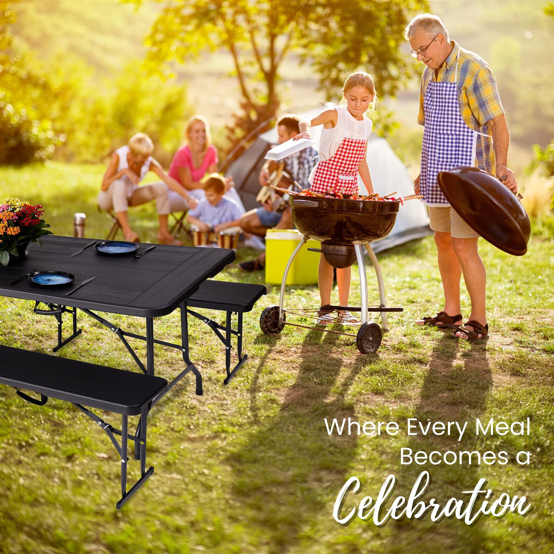 Folding Table Chairs Furniture Durable Portable Dining Outdoor Garden Picnic Set - Picture 114 of 214