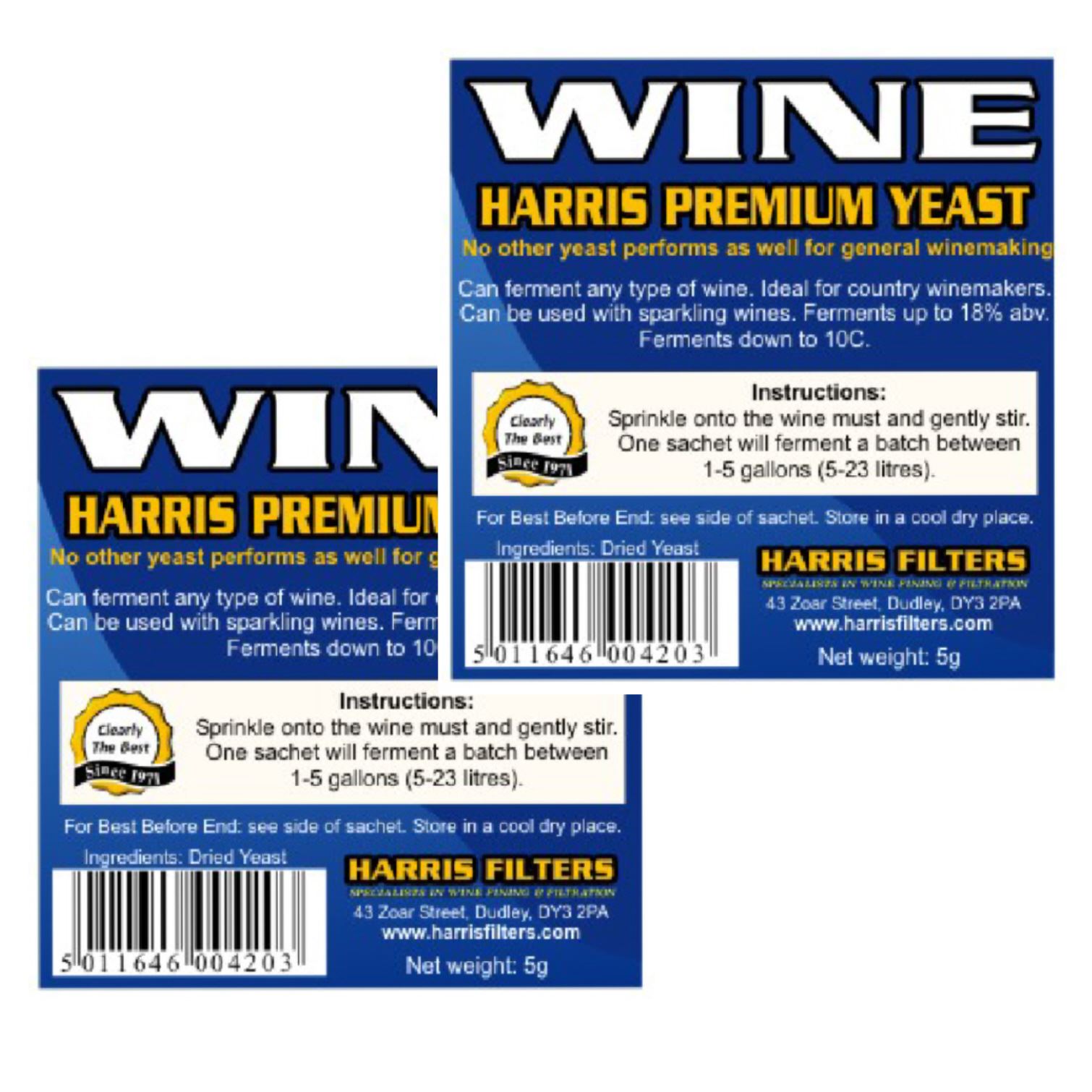 Harris Premium Wine Yeast 5g for 5L-23L 18% ABV High Alcohol All Wine Types